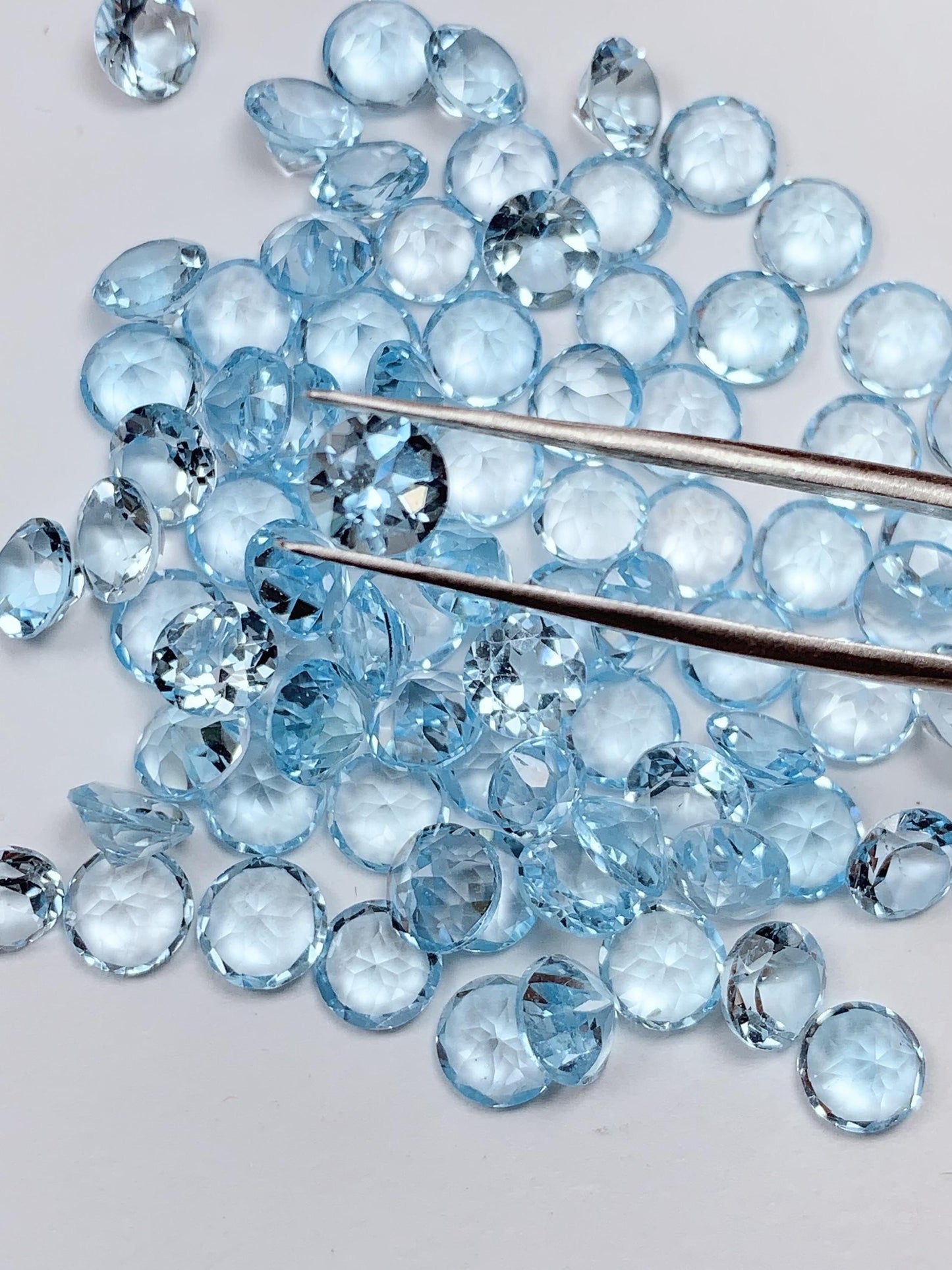 6mm Grade AAA Genuine Natural Blue Topaz  Loose Gems Gemstone faceted round cut