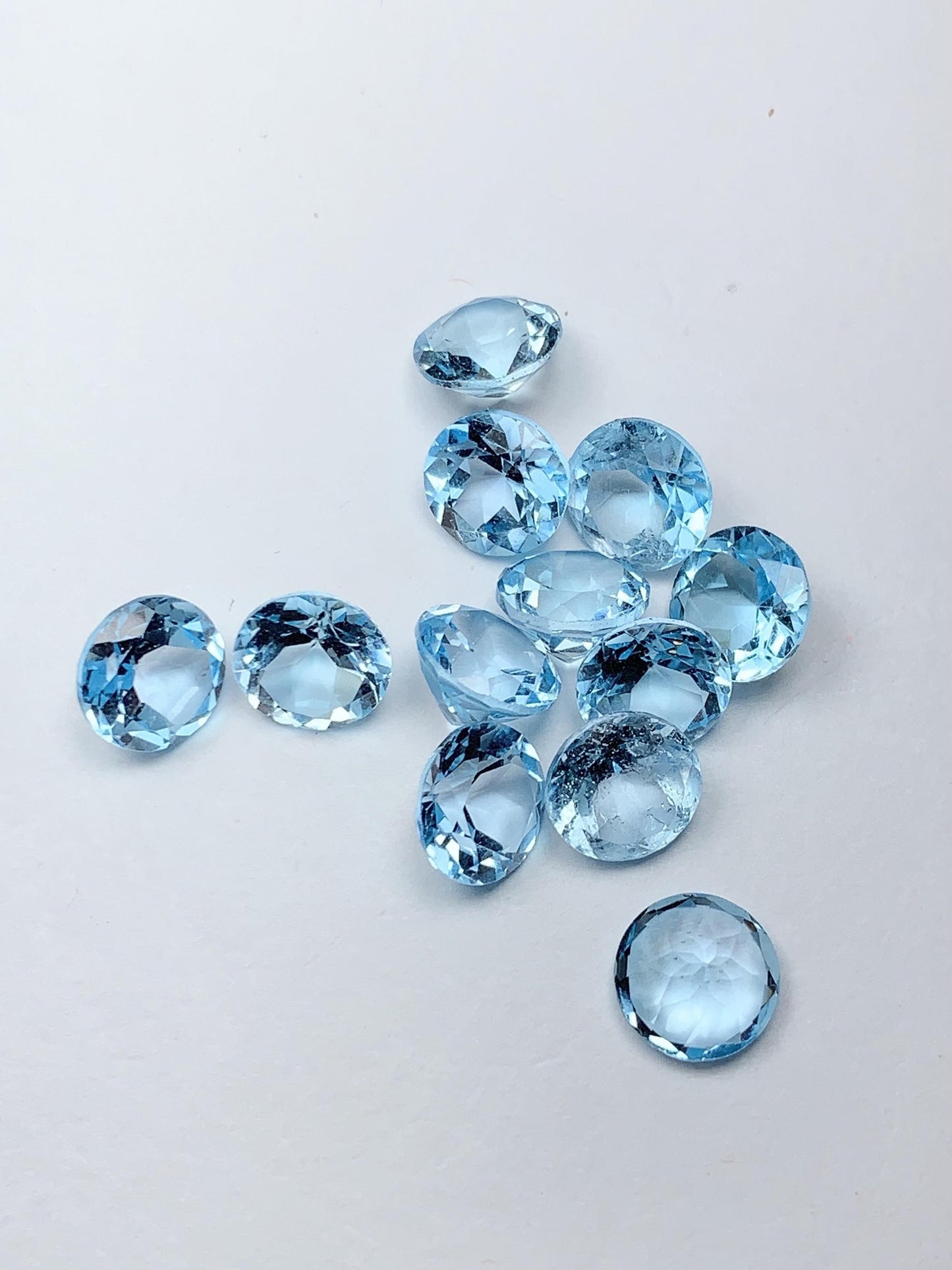 8mm Grade AAA Genuine Natural Blue Topaz  Loose Gems Gemstone faceted round cut