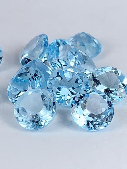 8mm Grade AAA Genuine Natural Blue Topaz  Loose Gems Gemstone faceted round cut