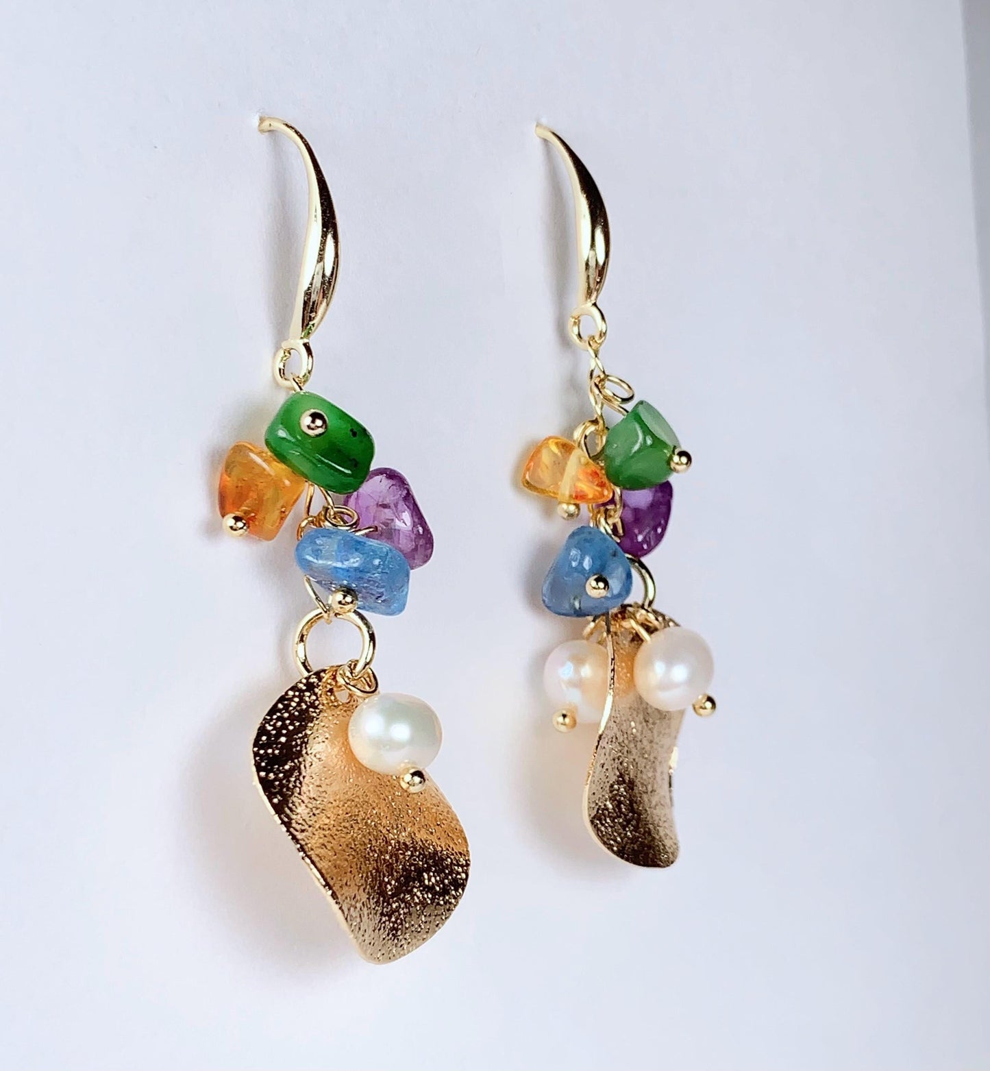 Amethyst Pearl Gold Filled Earrings: Natural Gemstone Birthstone
