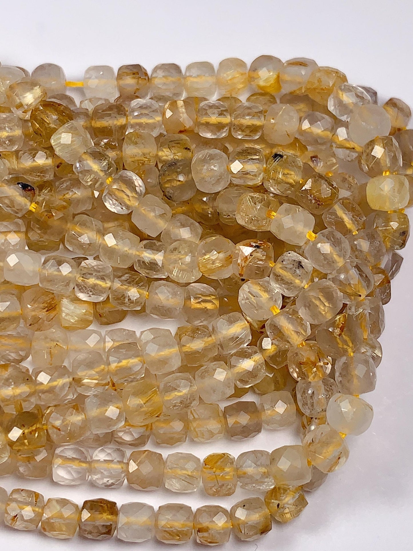 Good Quality Genuine Natural Gold Golden Rutilated Quartz Faceted Round Beads 15.5" Strand 2mm 3mm 4mm very high quality