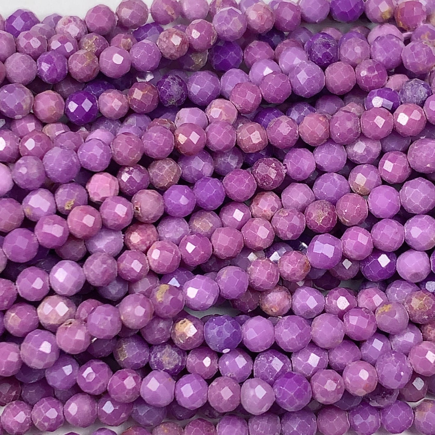 Grade AA Genuine Natural Purple Phosphosiderite Faceted Round Beads 15.5" Strand 2mm 3mm 4mm