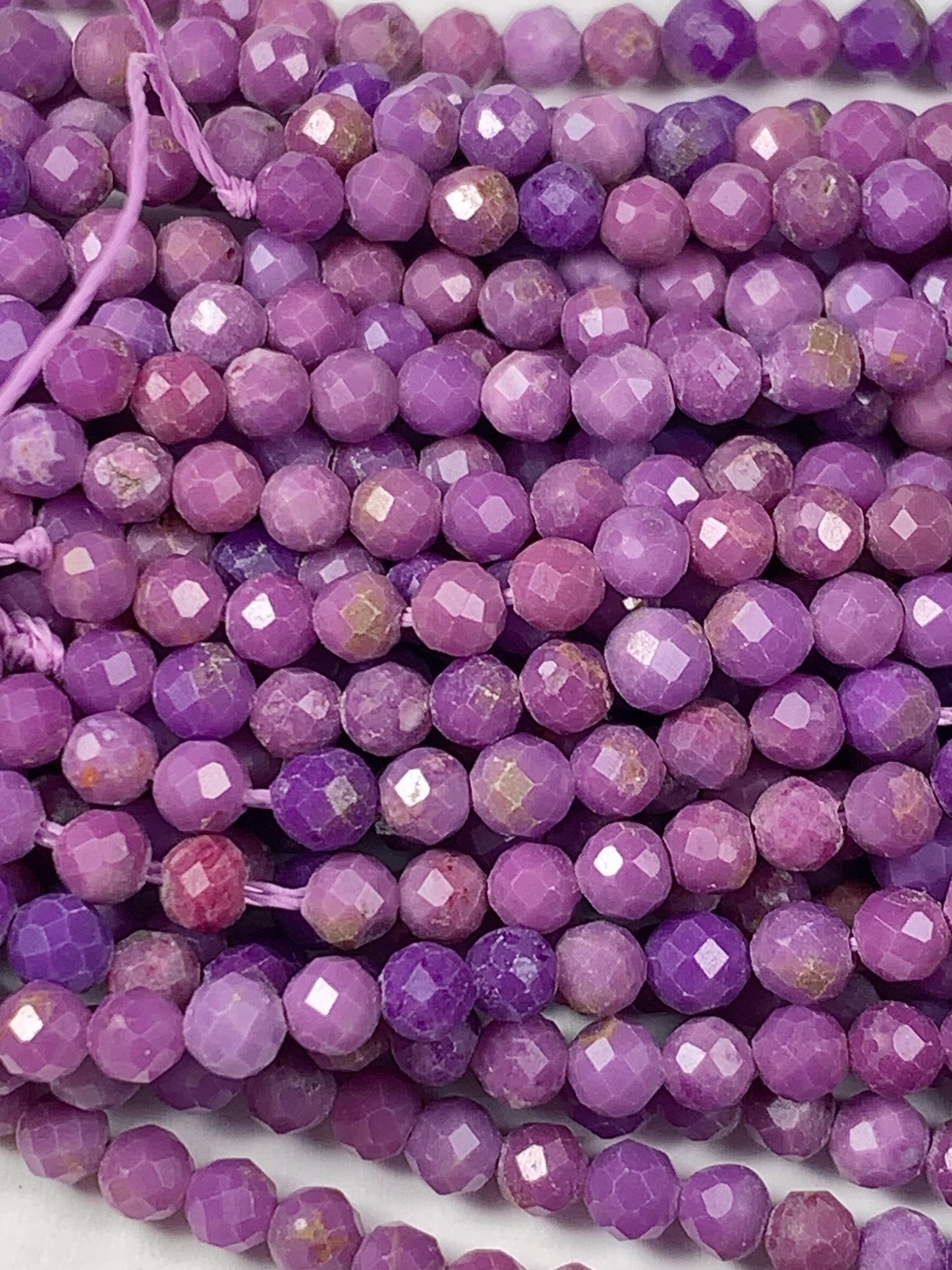 Grade AA Genuine Natural Purple Phosphosiderite Faceted Round Beads 15.5" Strand 2mm 3mm 4mm