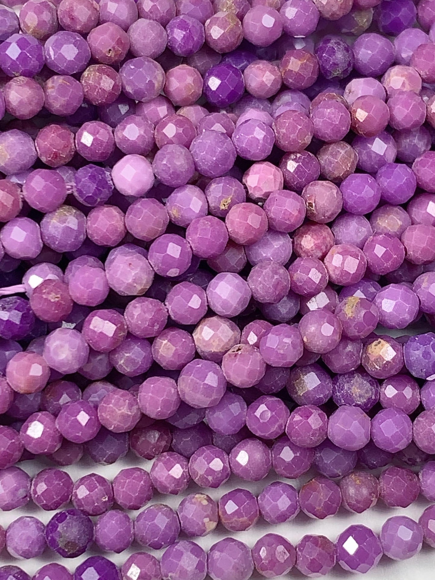 Grade AA Genuine Natural Purple Phosphosiderite Faceted Round Beads 15.5" Strand 2mm 3mm 4mm
