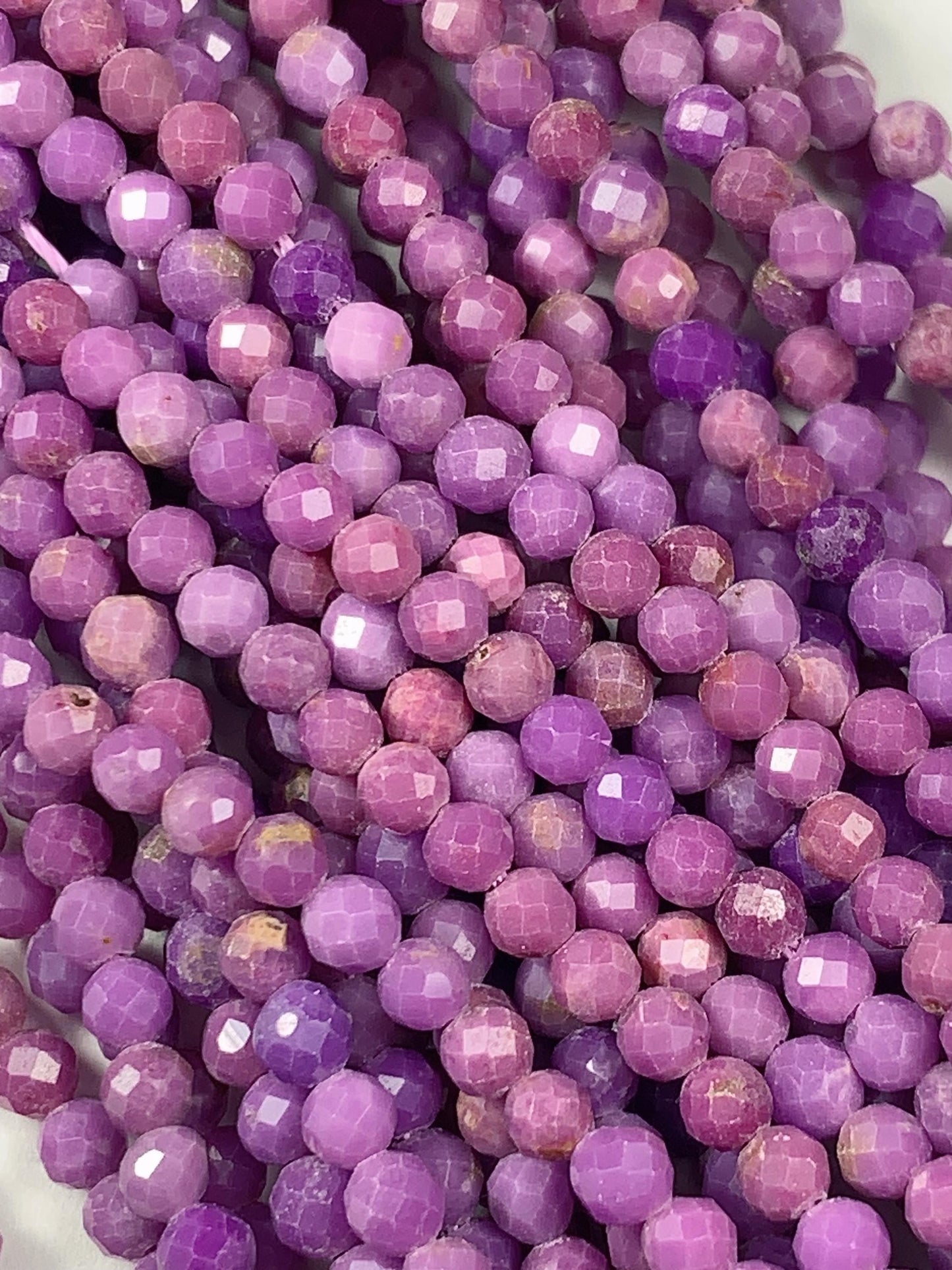 Grade AA Genuine Natural Purple Phosphosiderite Faceted Round Beads 15.5" Strand 2mm 3mm 4mm