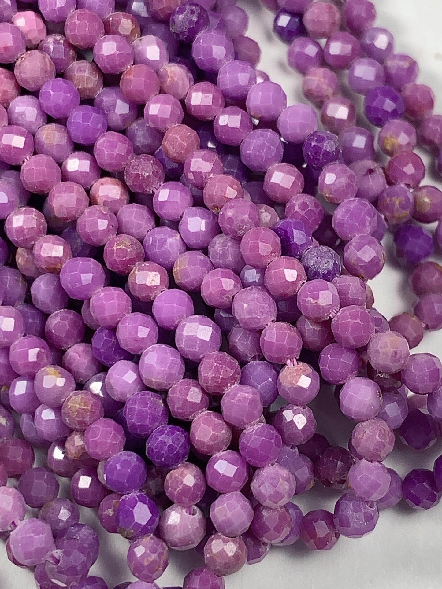 Grade AA Genuine Natural Purple Phosphosiderite Faceted Round Beads 15.5" Strand 2mm 3mm 4mm