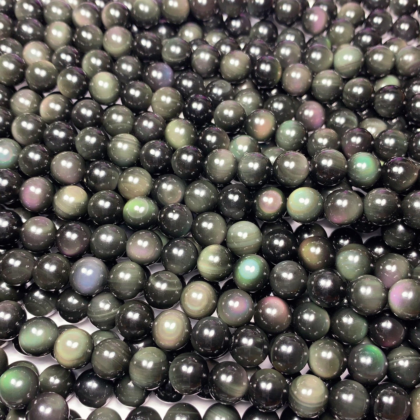 AAA+ Rainbow Natural Obsidian Smooth Round Bead Strand 15.5" Gemstone 6mm 8mm 10mm 18mm