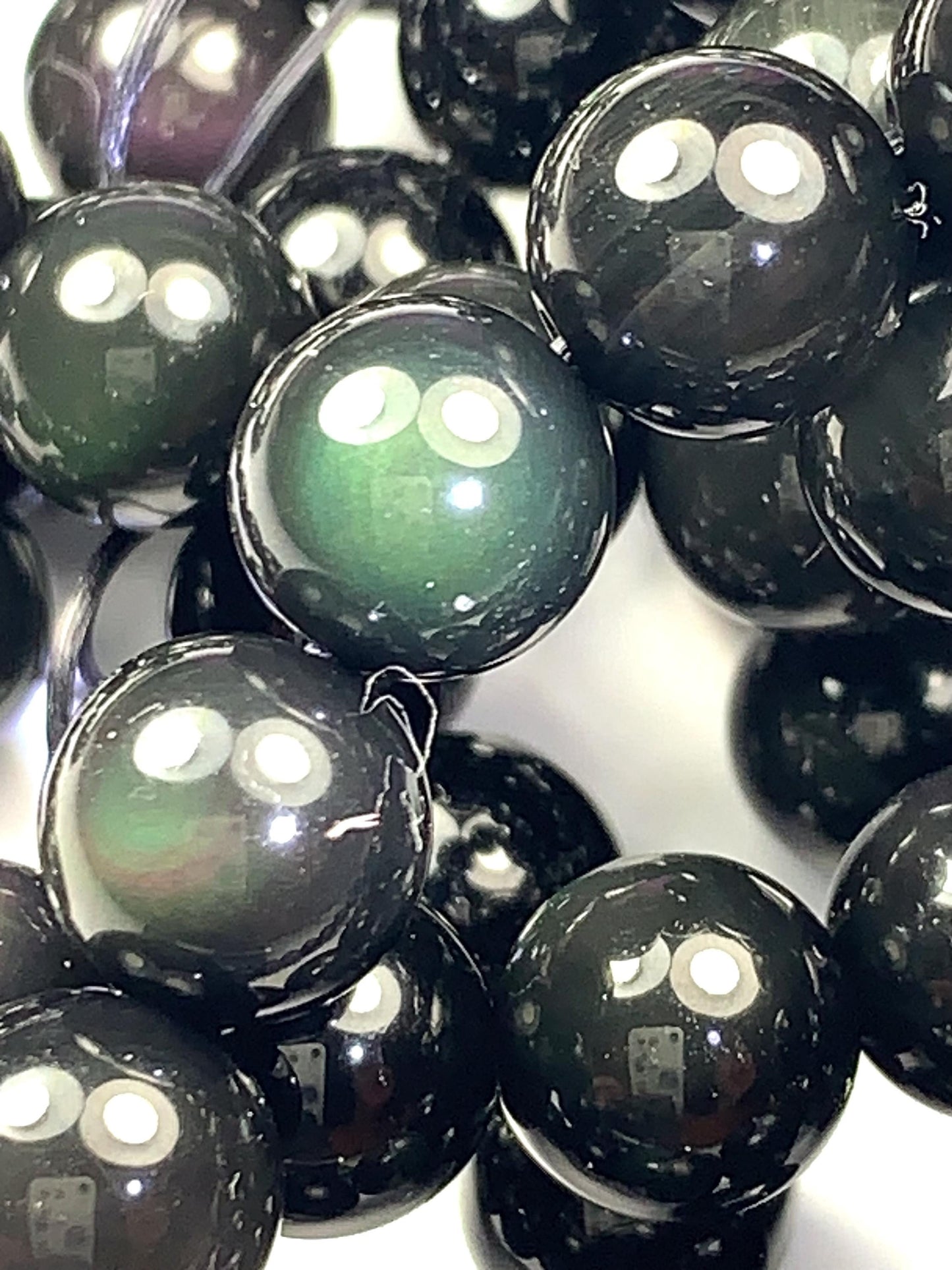 AAA Natural Rainbow Obsidian Smooth Beads Stretch Bracelet Gemstone 8mm 10mm 12mm 14mm 16mm 18mm 20mm