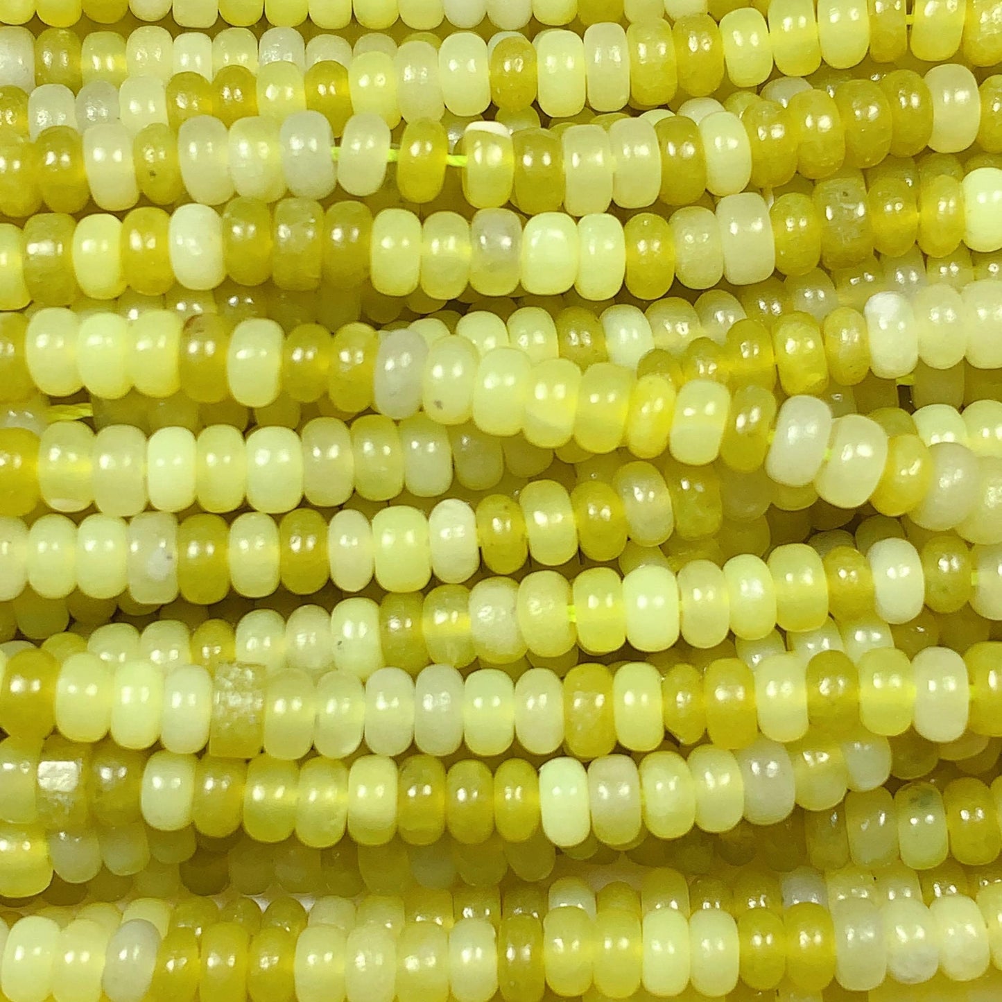 2x4mm Genuine Natural Lemon Serpentine Jade Smooth Rondelle Beads 15" Strand