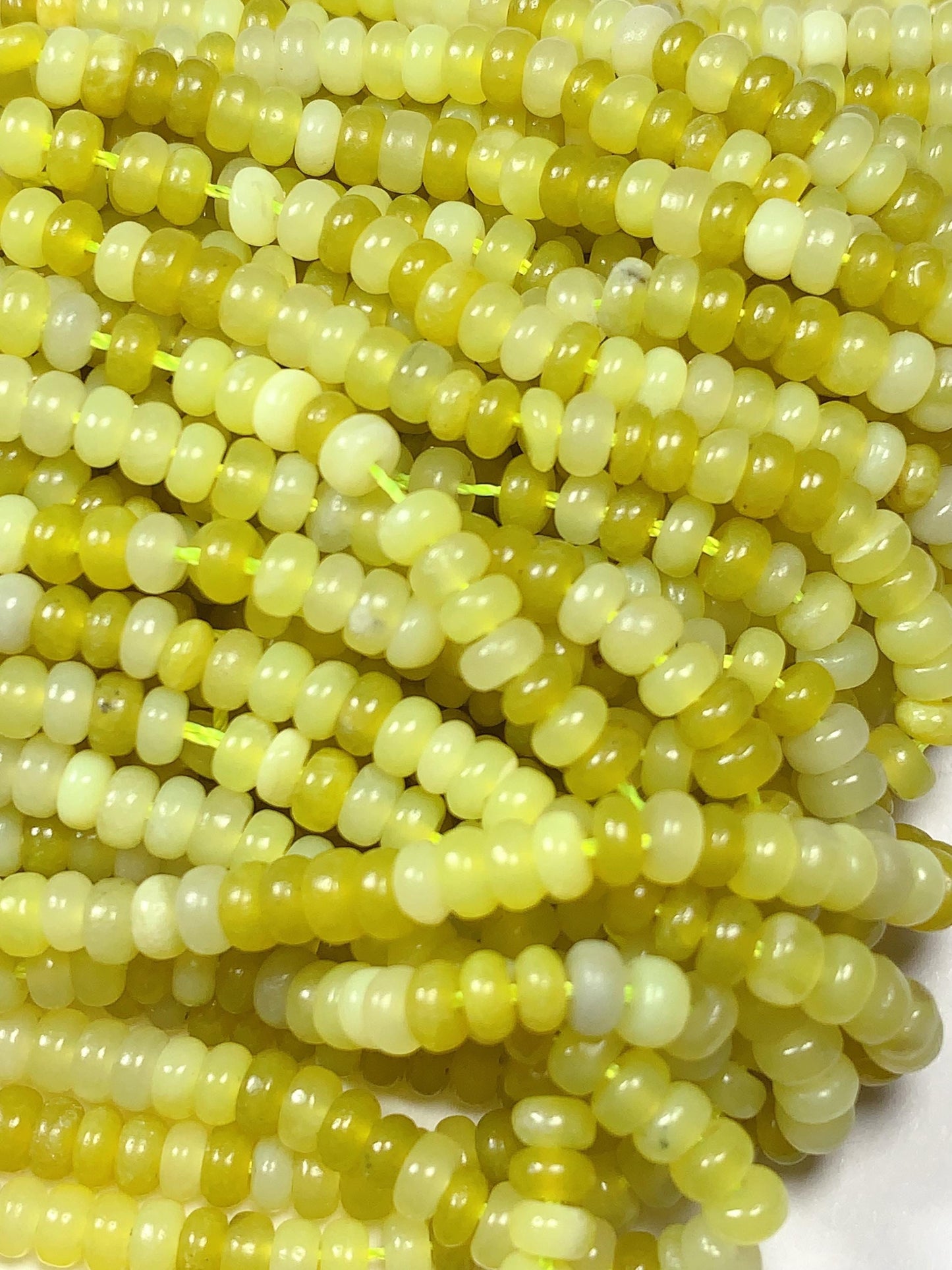 2x4mm Genuine Natural Lemon Serpentine Jade Smooth Rondelle Beads 15" Strand