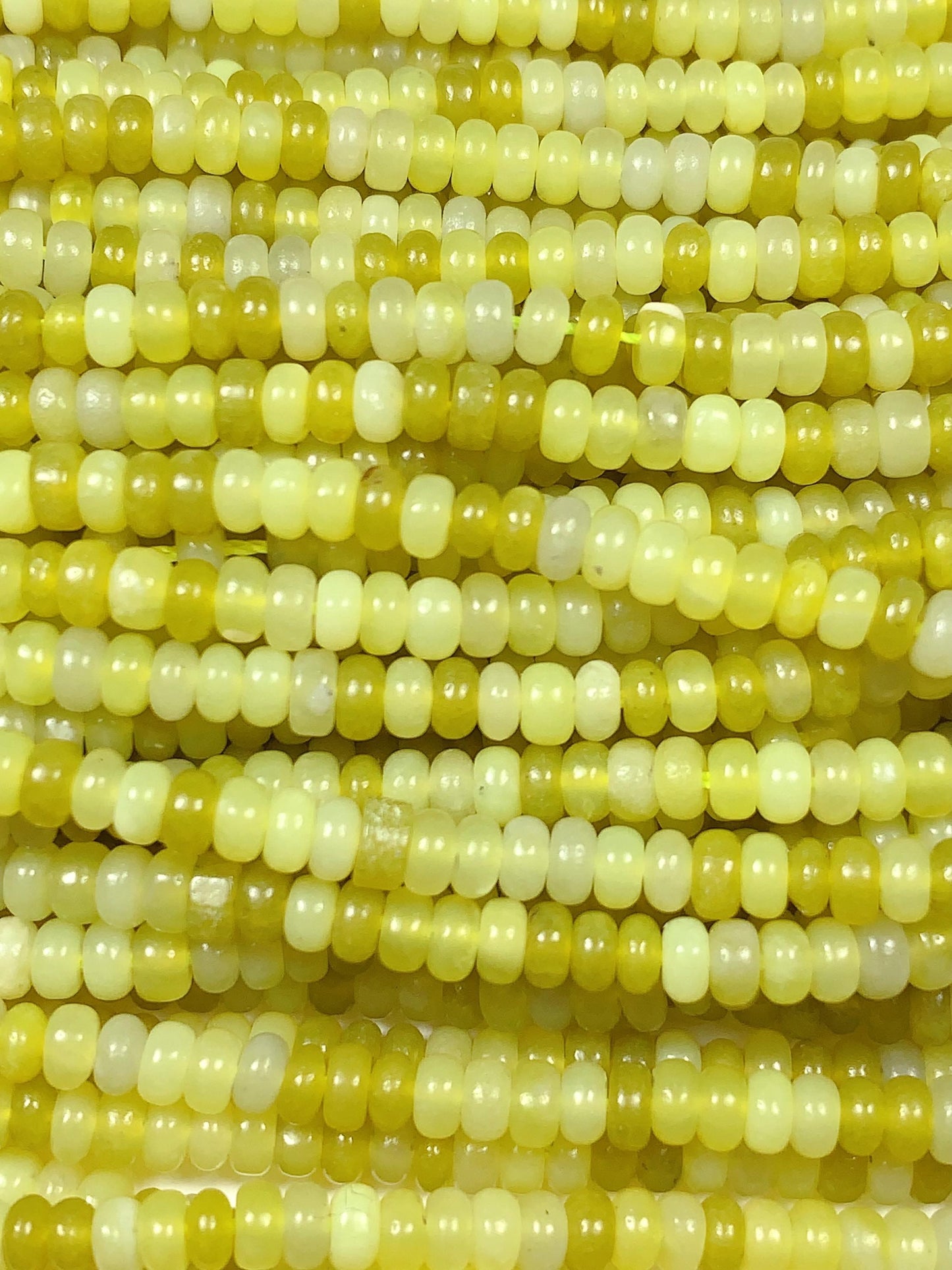 2x4mm Genuine Natural Lemon Serpentine Jade Smooth Rondelle Beads 15" Strand