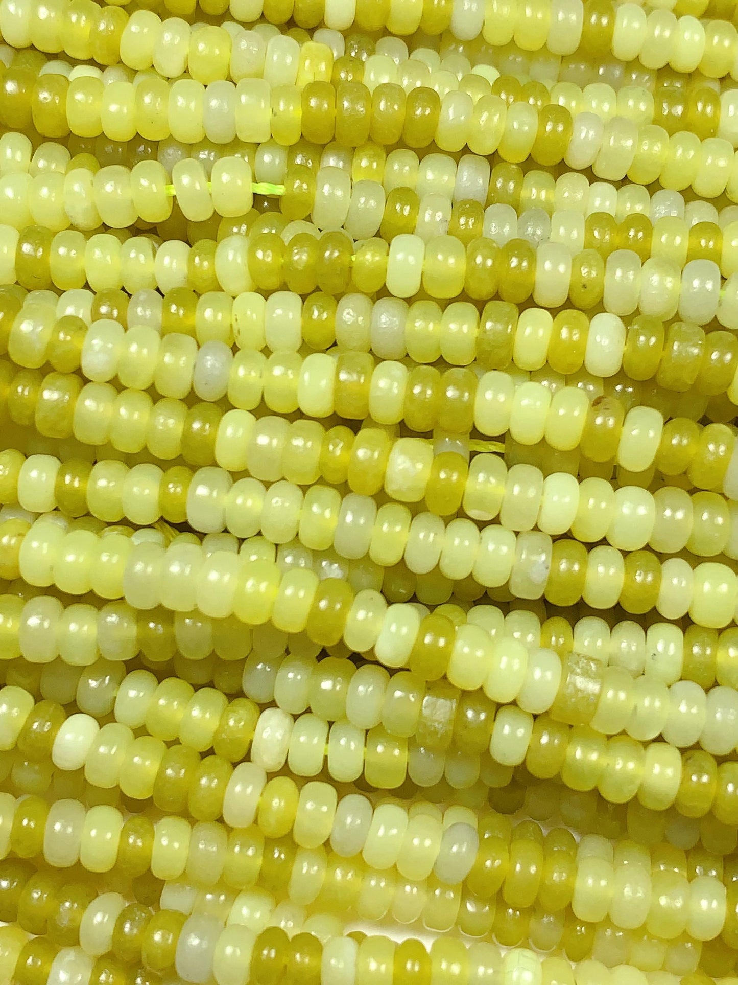 2x4mm Genuine Natural Lemon Serpentine Jade Smooth Rondelle Beads 15" Strand