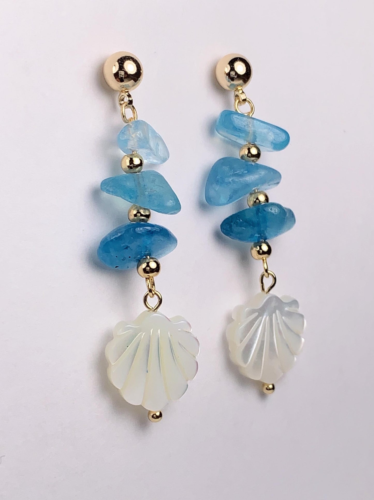 Amethyst & Pink Conch Earrings: 14K Gold Filled February Birthstone