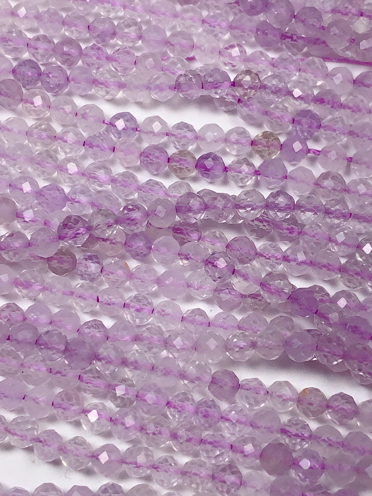 AAA Lavender Amethyst Faceted Round Beads: Natural Gemstone Strand