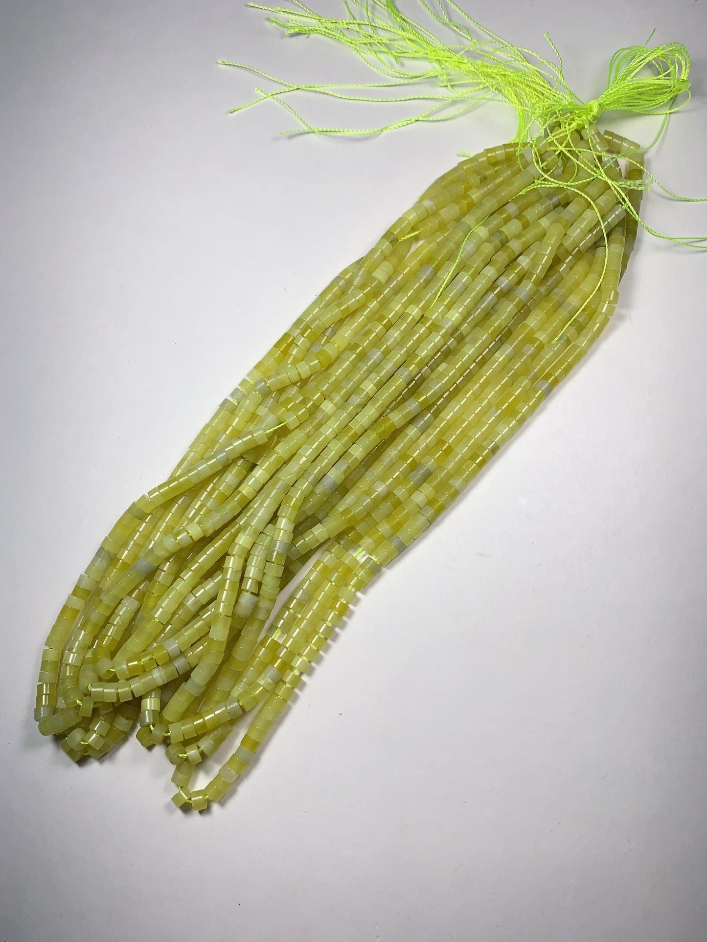 2x4mm Lemon Yellow Jade Heishi Disc Beads 15" Strand