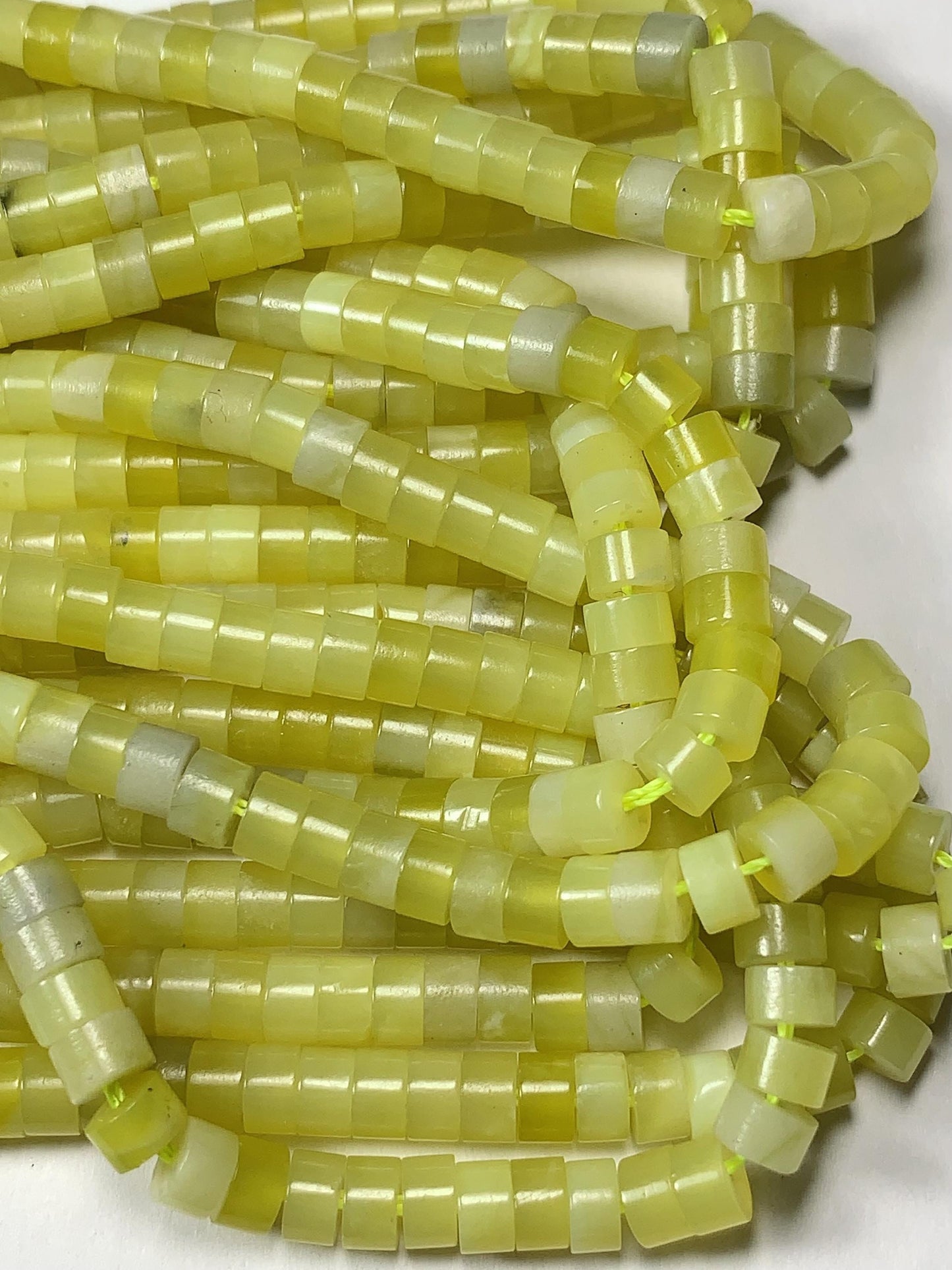 2x4mm Lemon Yellow Jade Heishi Disc Beads 15" Strand
