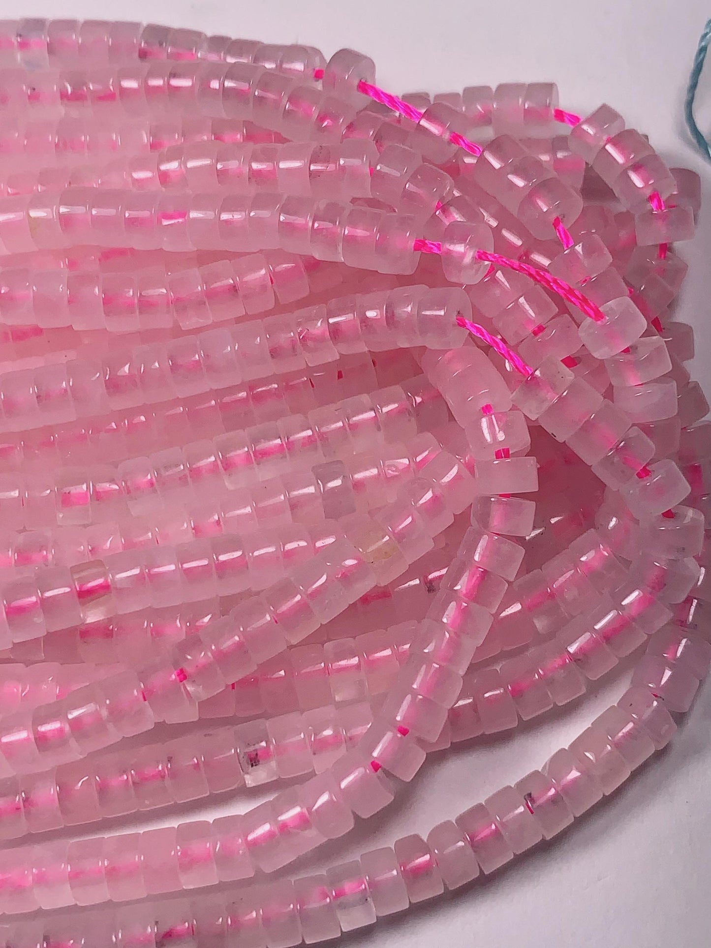 2x4mm Natural Translucent Light Pink Madagascar Rose Quartz Heishi Disc Beads 15 Strand
