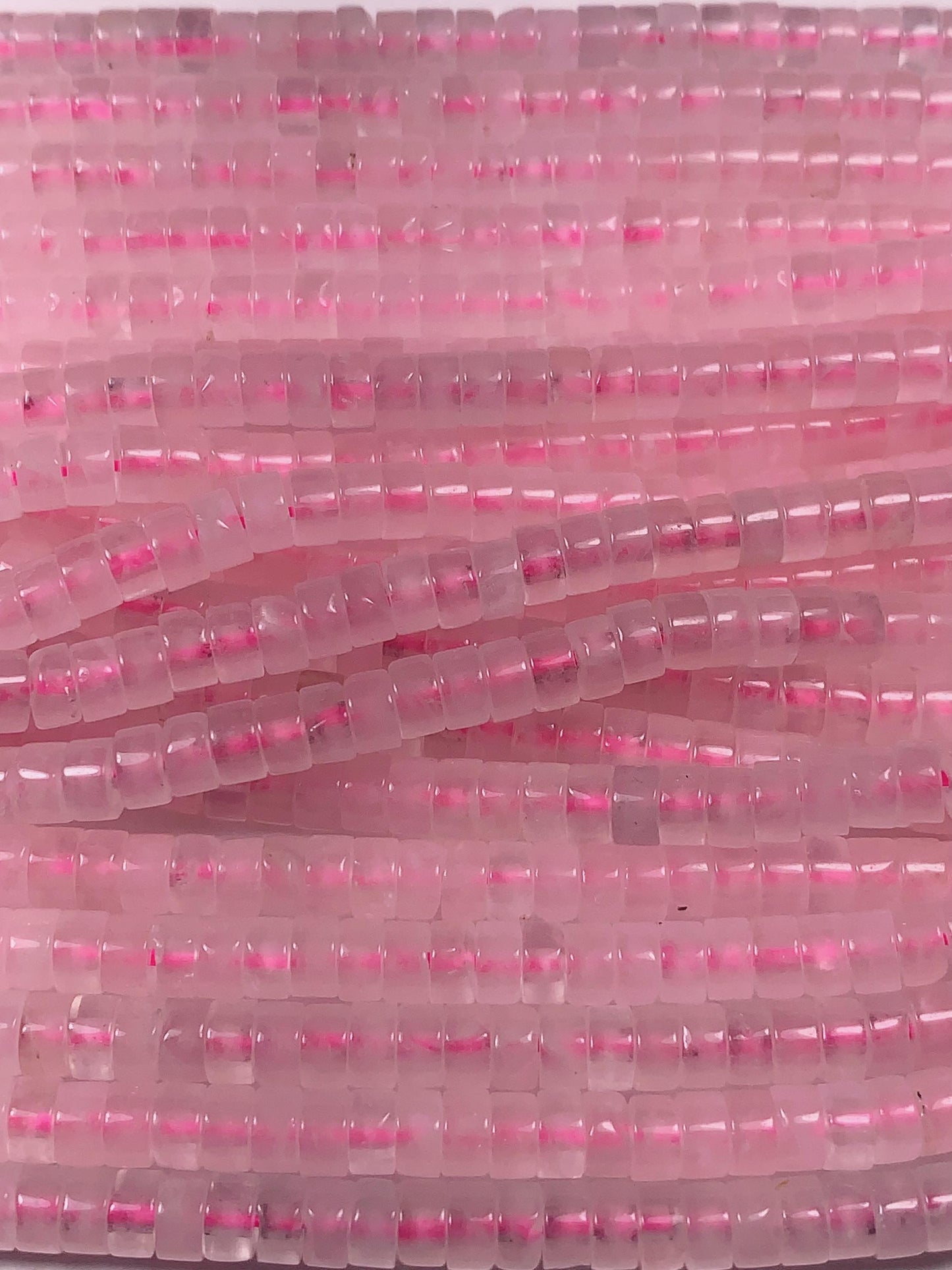 2x4mm Natural Translucent Light Pink Madagascar Rose Quartz Heishi Disc Beads 15 Strand