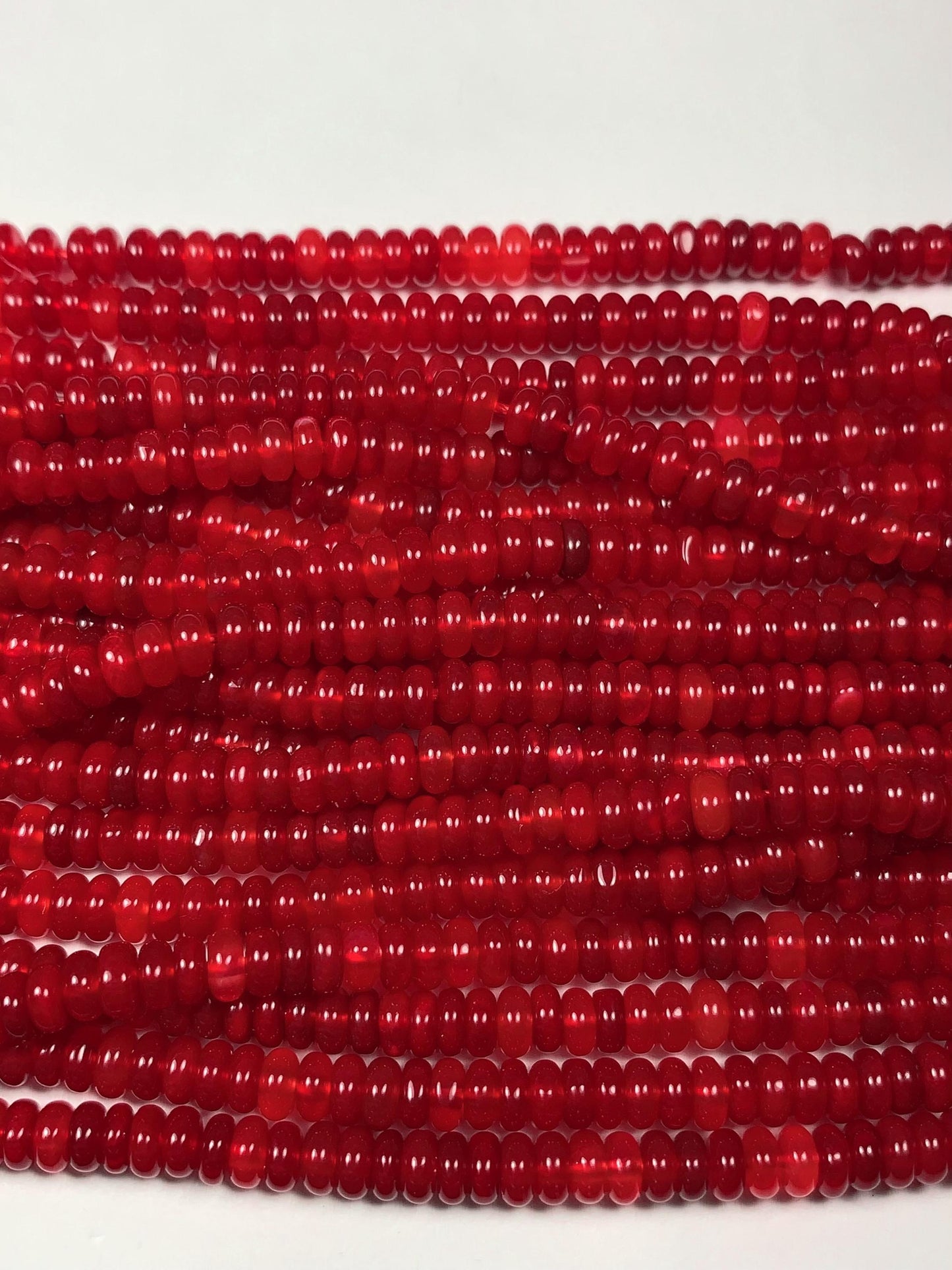 2x4mm Genuine Natural Red Agate  Smooth Rondelle Beads 15" Strand