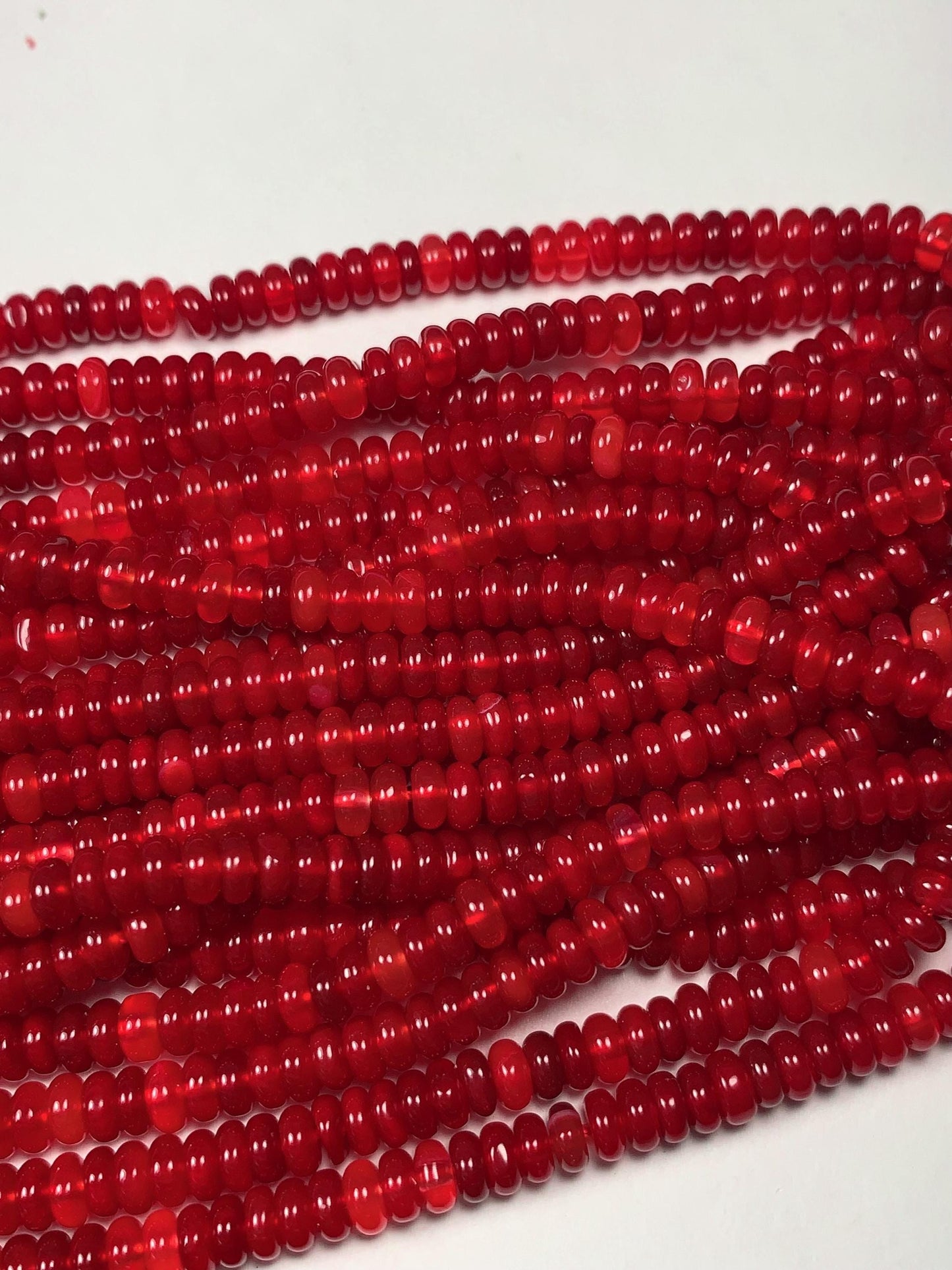2x4mm Genuine Natural Red Agate  Smooth Rondelle Beads 15" Strand