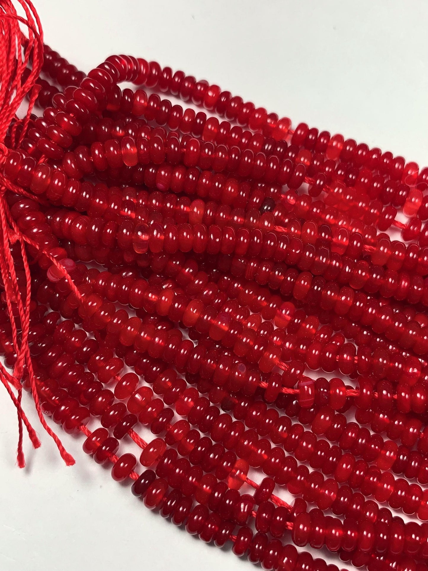 2x4mm Genuine Natural Red Agate  Smooth Rondelle Beads 15" Strand