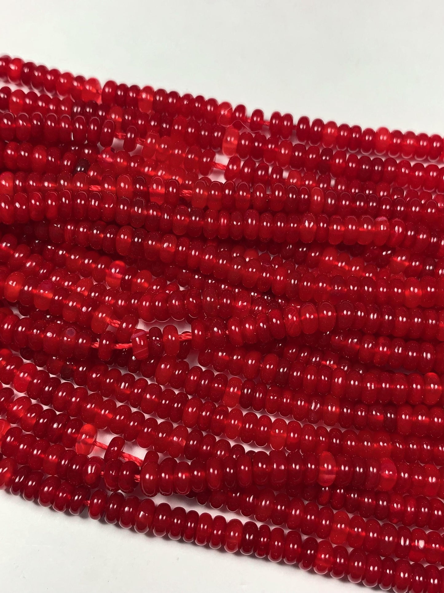 2x4mm Genuine Natural Red Agate  Smooth Rondelle Beads 15" Strand