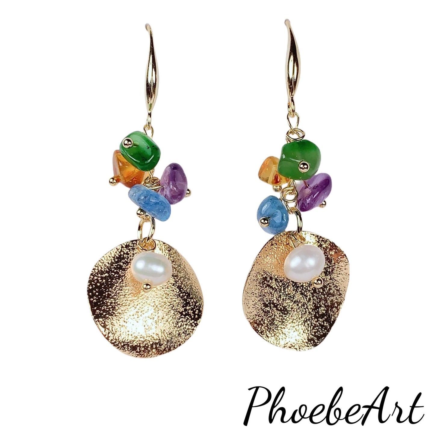 Amethyst Pearl Gold Filled Earrings: Natural Gemstone Birthstone