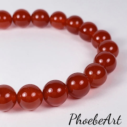 Red Agate Stretch Bracelet: AAA Grade Gemstone, Handmade in USA