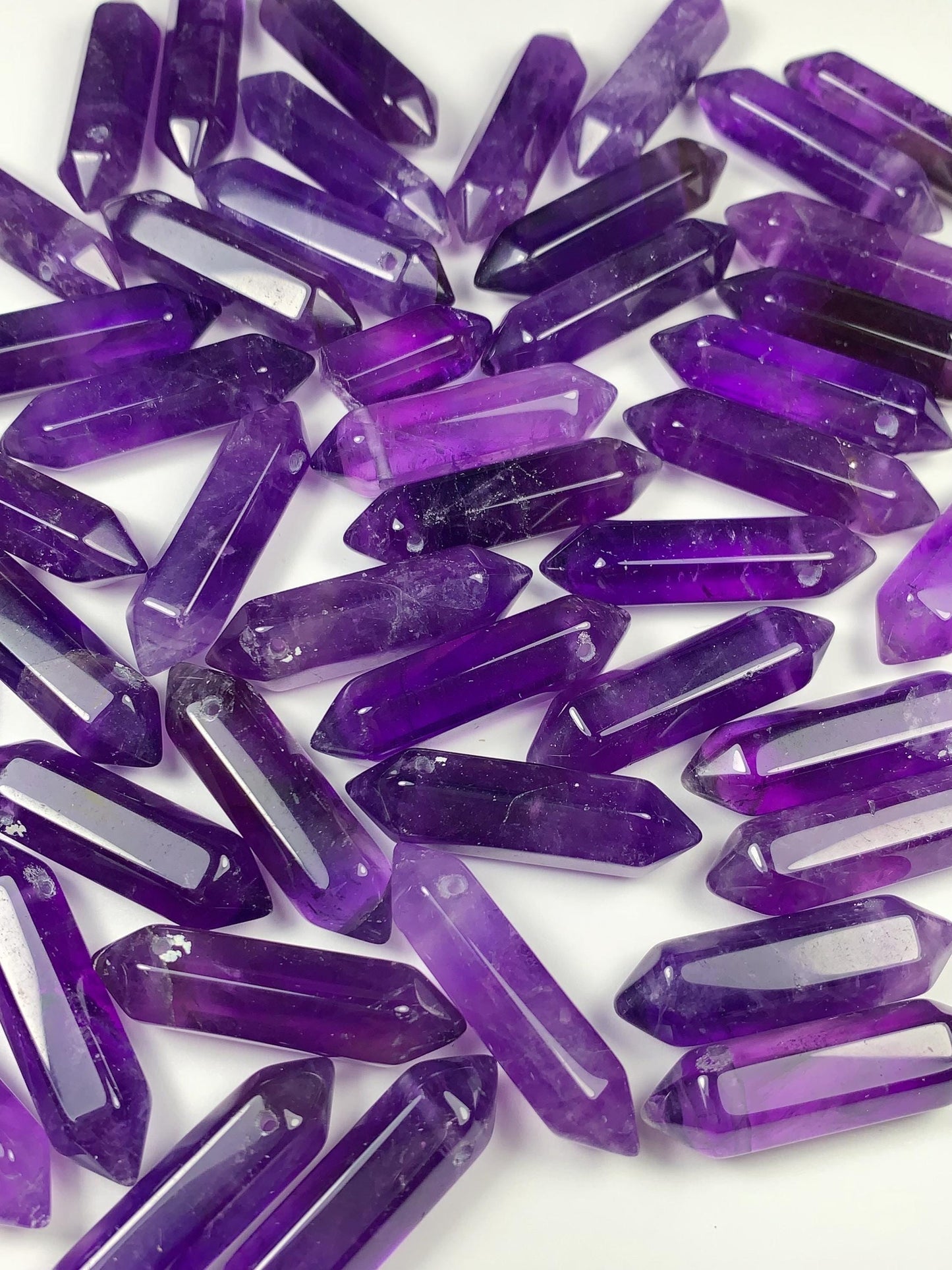 Purple Amethyst Double Terminated Point Beads: Faceted Gemstone Pendant (25-30mm)