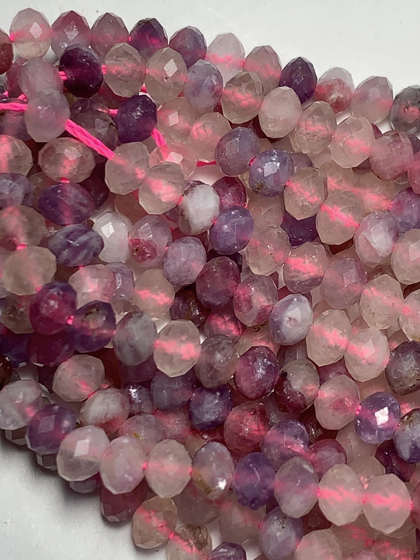 Good quality Genuine Natural purple Pink Tourmaline Faceted Rondelle Beads 15.5" Strand 4x5mm