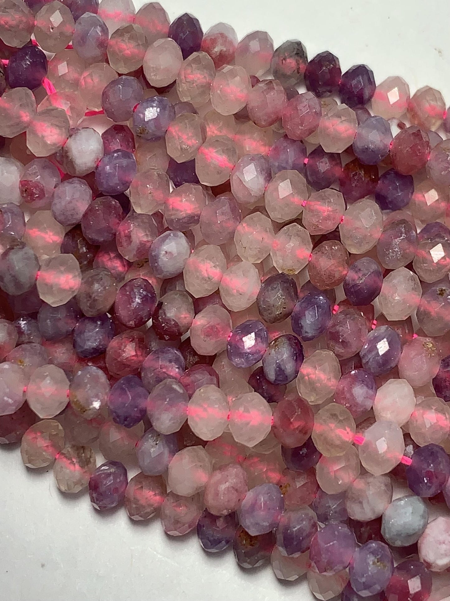 Good quality Genuine Natural purple Pink Tourmaline Faceted Rondelle Beads 15.5" Strand 4x5mm