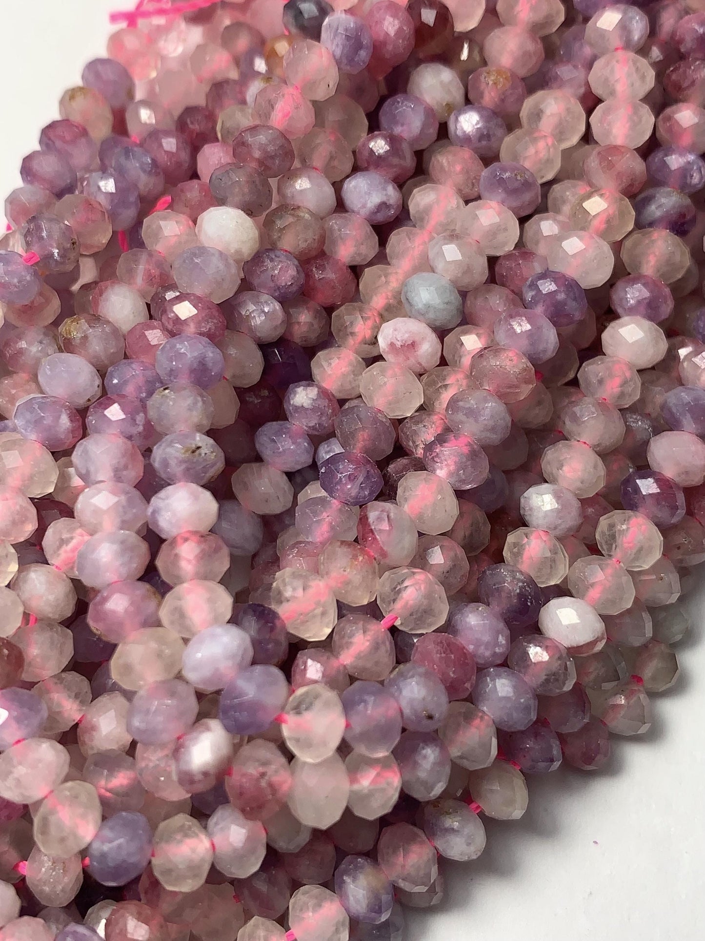 Good quality Genuine Natural purple Pink Tourmaline Faceted Rondelle Beads 15.5" Strand 4x5mm