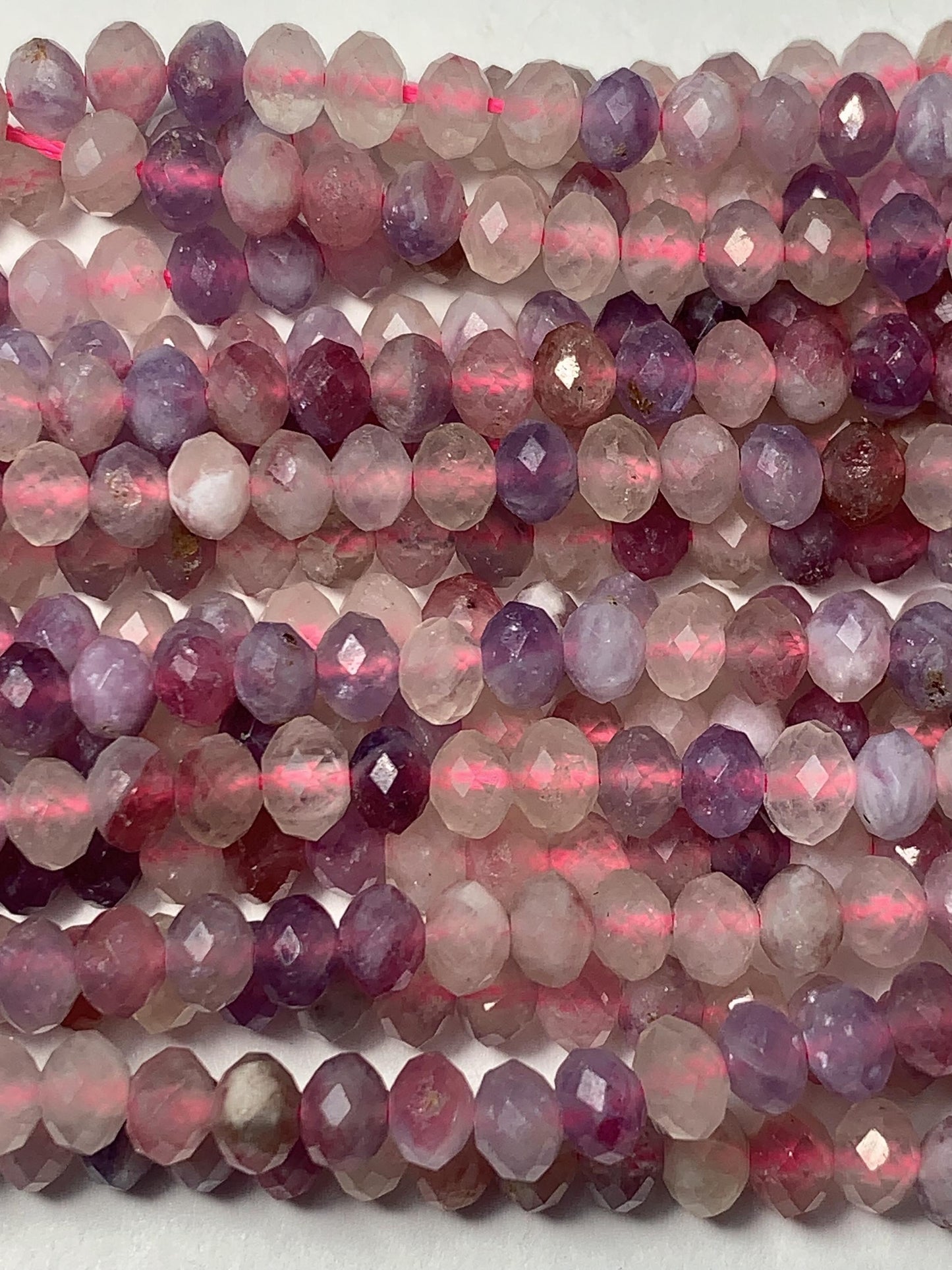 Good quality Genuine Natural purple Pink Tourmaline Faceted Rondelle Beads 15.5" Strand 4x5mm