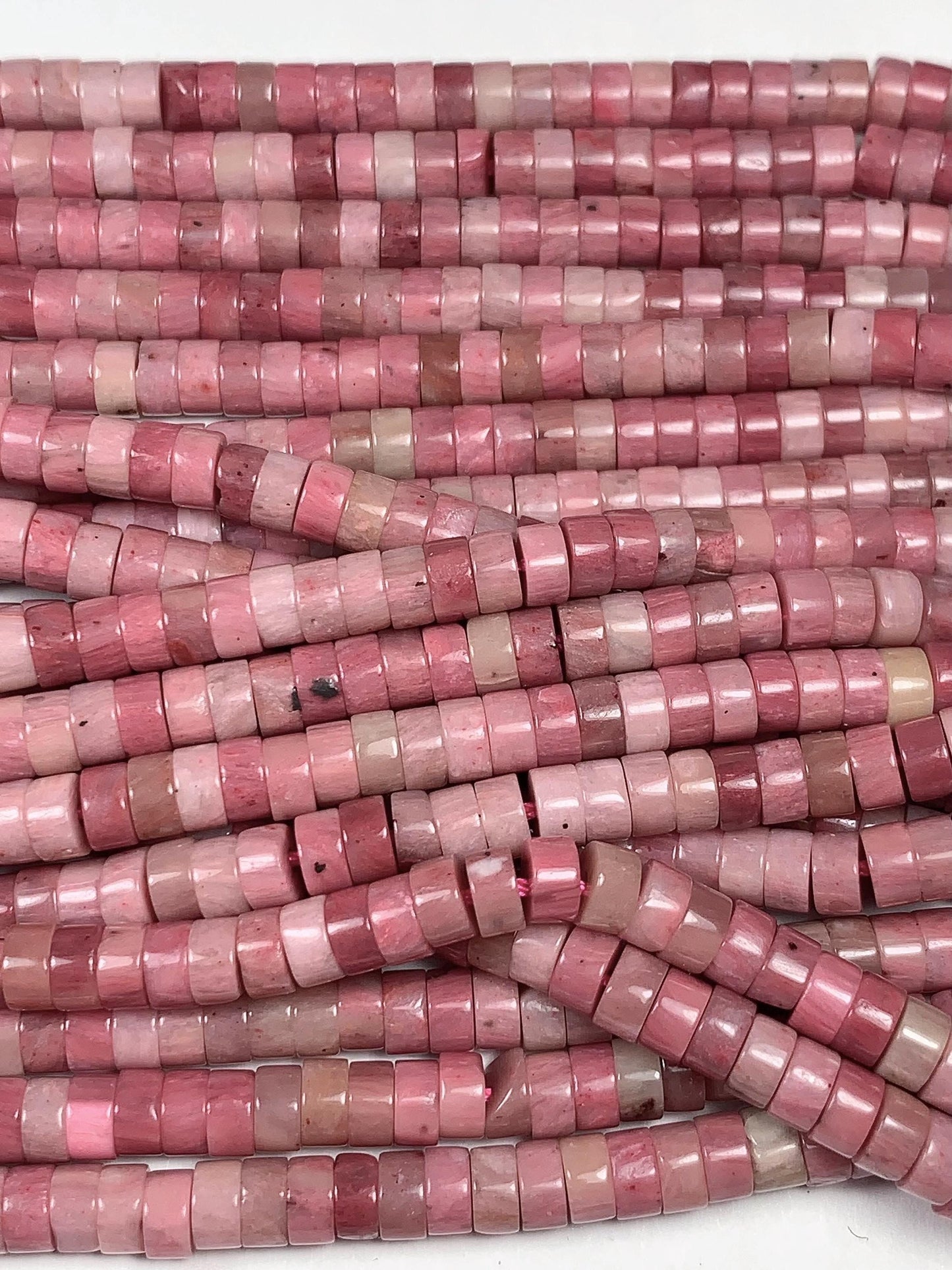 2x4mm Good Color Natural Pink Rhodonite Heishi Disc Beads 15.5" Strand