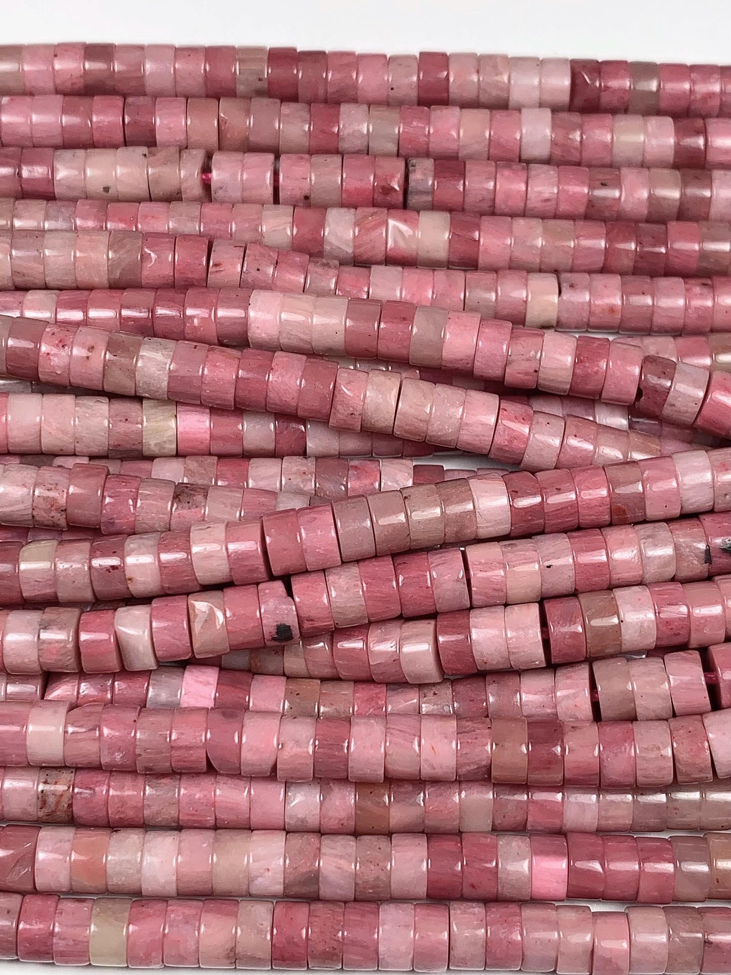 2x4mm Good Color Natural Pink Rhodonite Heishi Disc Beads 15.5" Strand