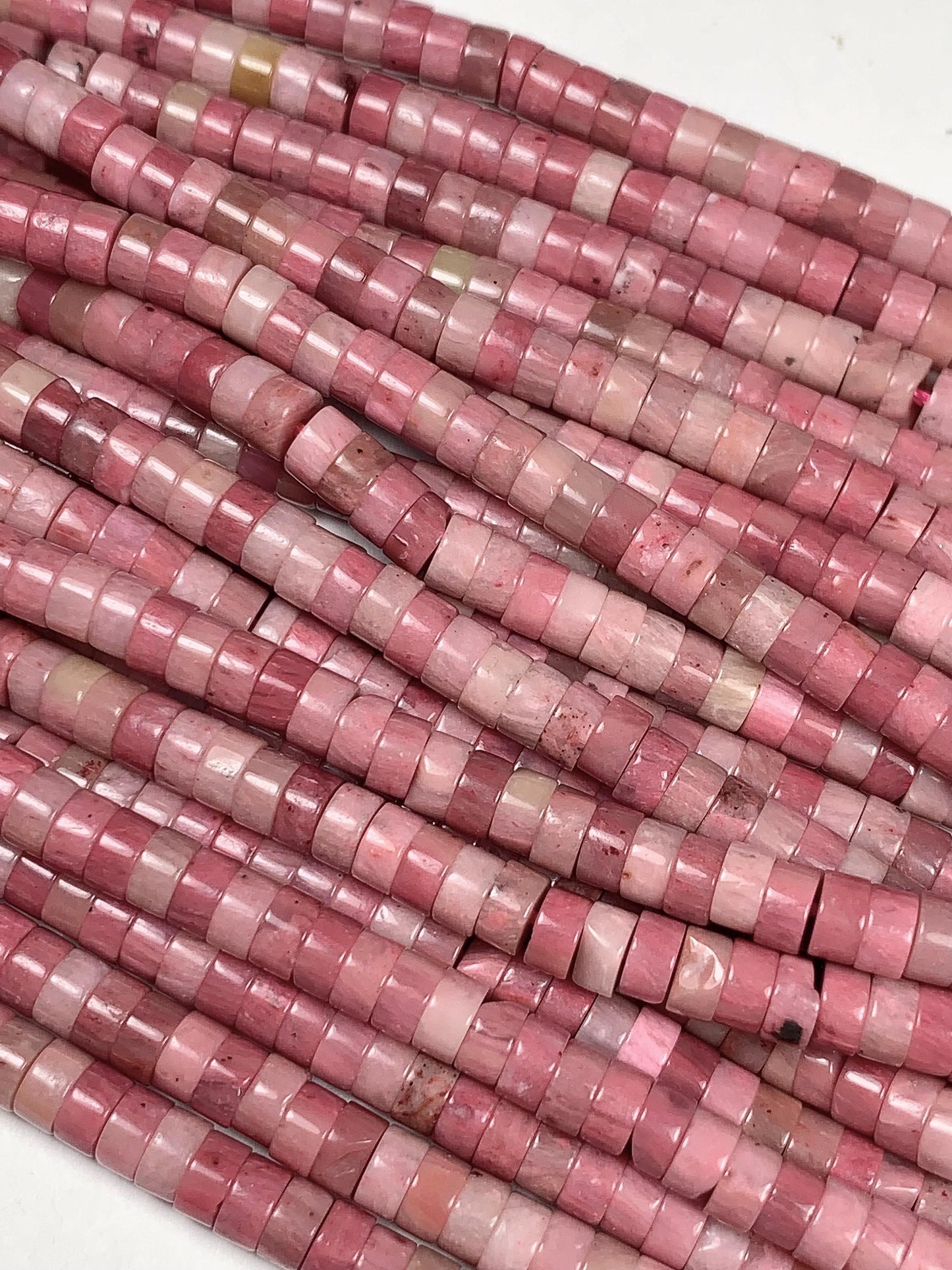 2x4mm Good Color Natural Pink Rhodonite Heishi Disc Beads 15.5" Strand