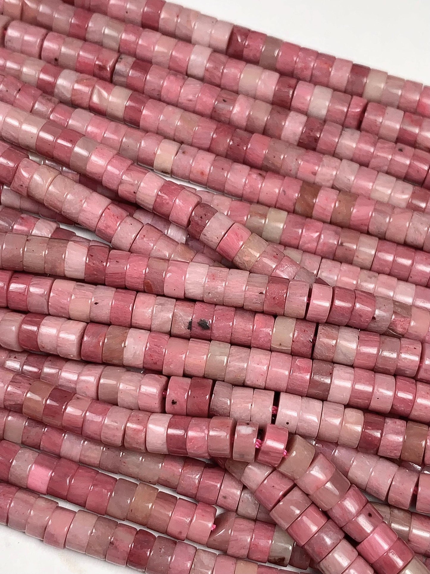 2x4mm Good Color Natural Pink Rhodonite Heishi Disc Beads 15.5" Strand