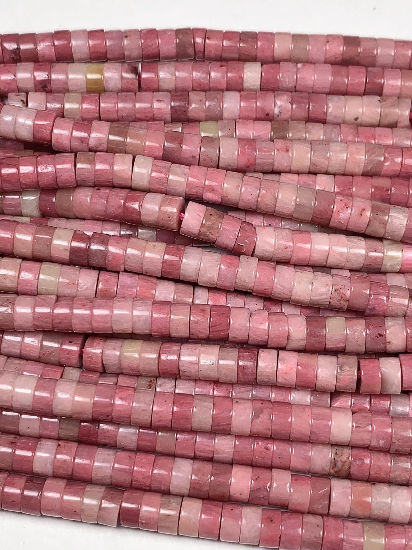 2x4mm Good Color Natural Pink Rhodonite Heishi Disc Beads 15.5" Strand