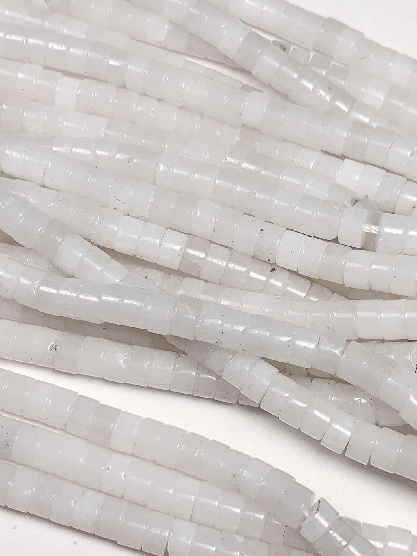 2x4mm Good Quality Natural white jade Heishi Disc Beads 15.5" Strand