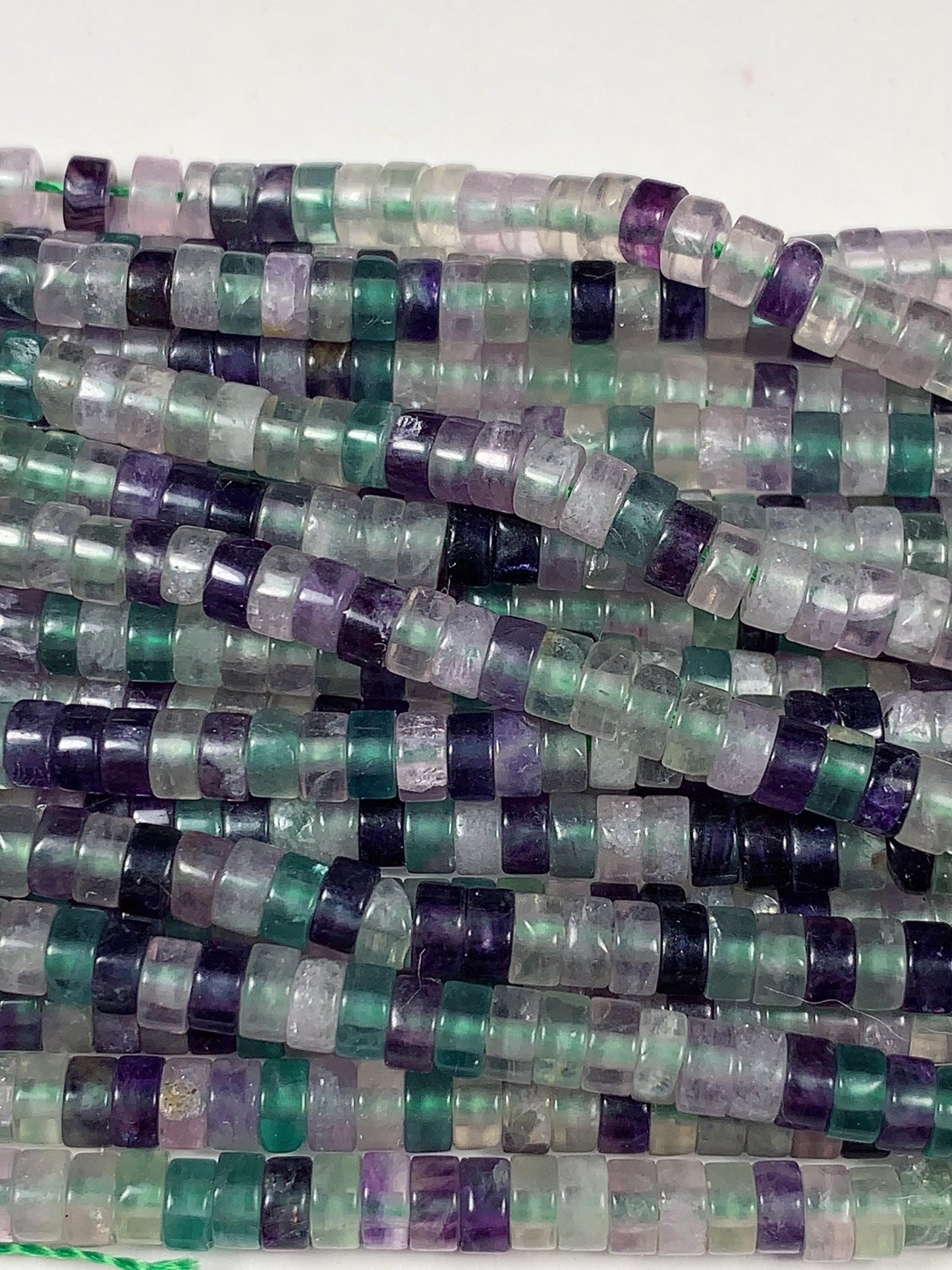 2x4mm Luster Translucent Natural Purple Green Clear Fluoride Heishi Disc Rondelle Beads 15.5" Strand