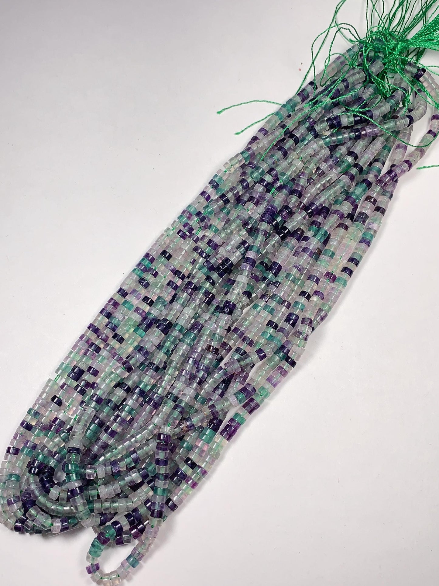 2x4mm Luster Translucent Natural Purple Green Clear Fluoride Heishi Disc Rondelle Beads 15.5" Strand