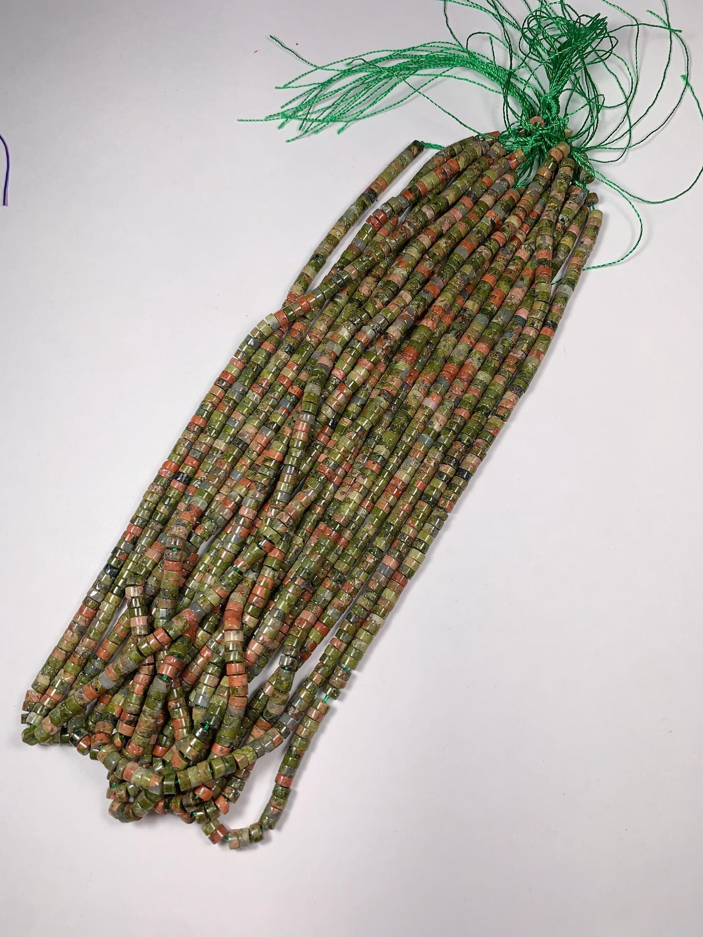 2x4mm Natural Green Red Unakite Heishi Disc Beads 15 Strand