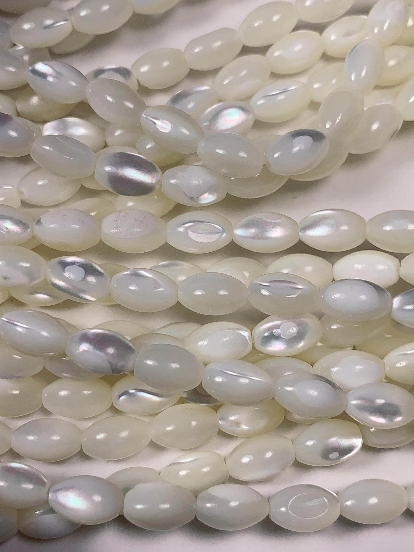 5x8mm AAA  Natural White Mother of pearl Shell Rice Shape Beads 15Strand