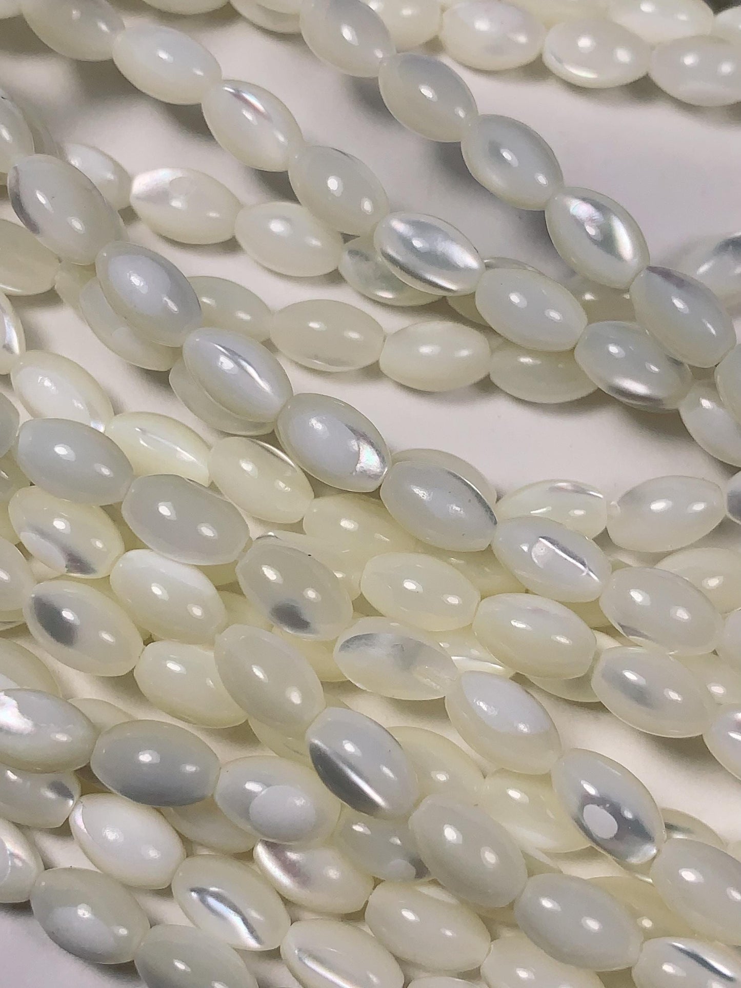 5x8mm AAA  Natural White Mother of pearl Shell Rice Shape Beads 15Strand