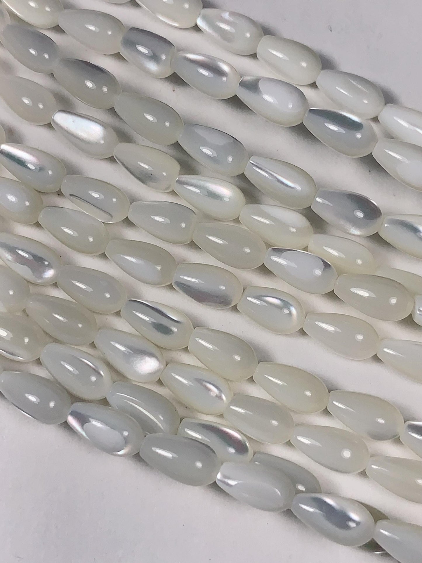 5x8mm Genuine Natural White Mother of pearl Shell Drop Shape Beads 15Strand