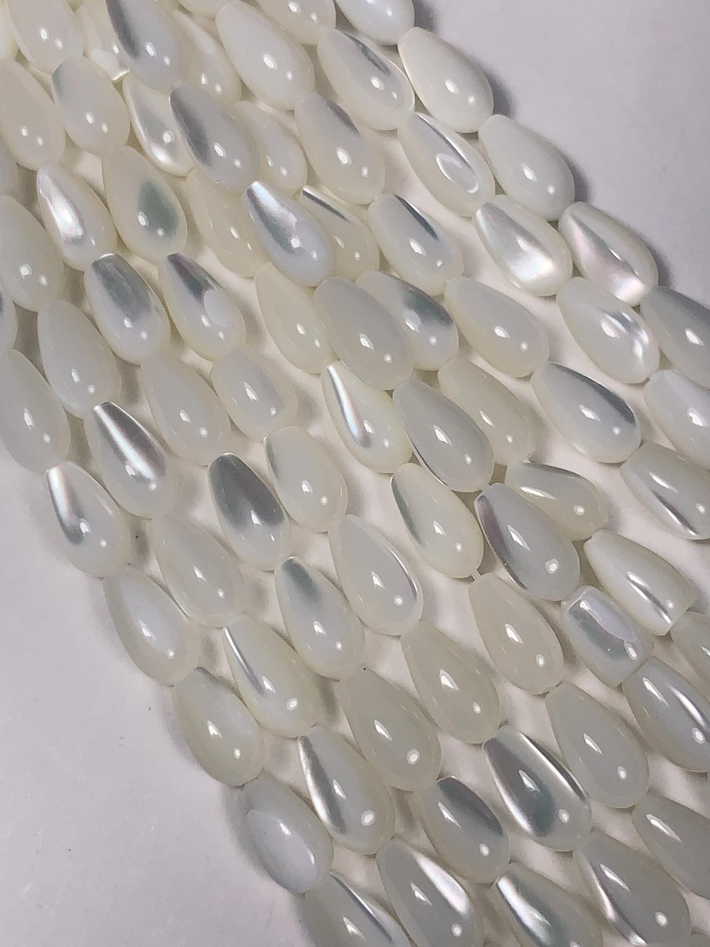 5x8mm Genuine Natural White Mother of pearl Shell Drop Shape Beads 15Strand