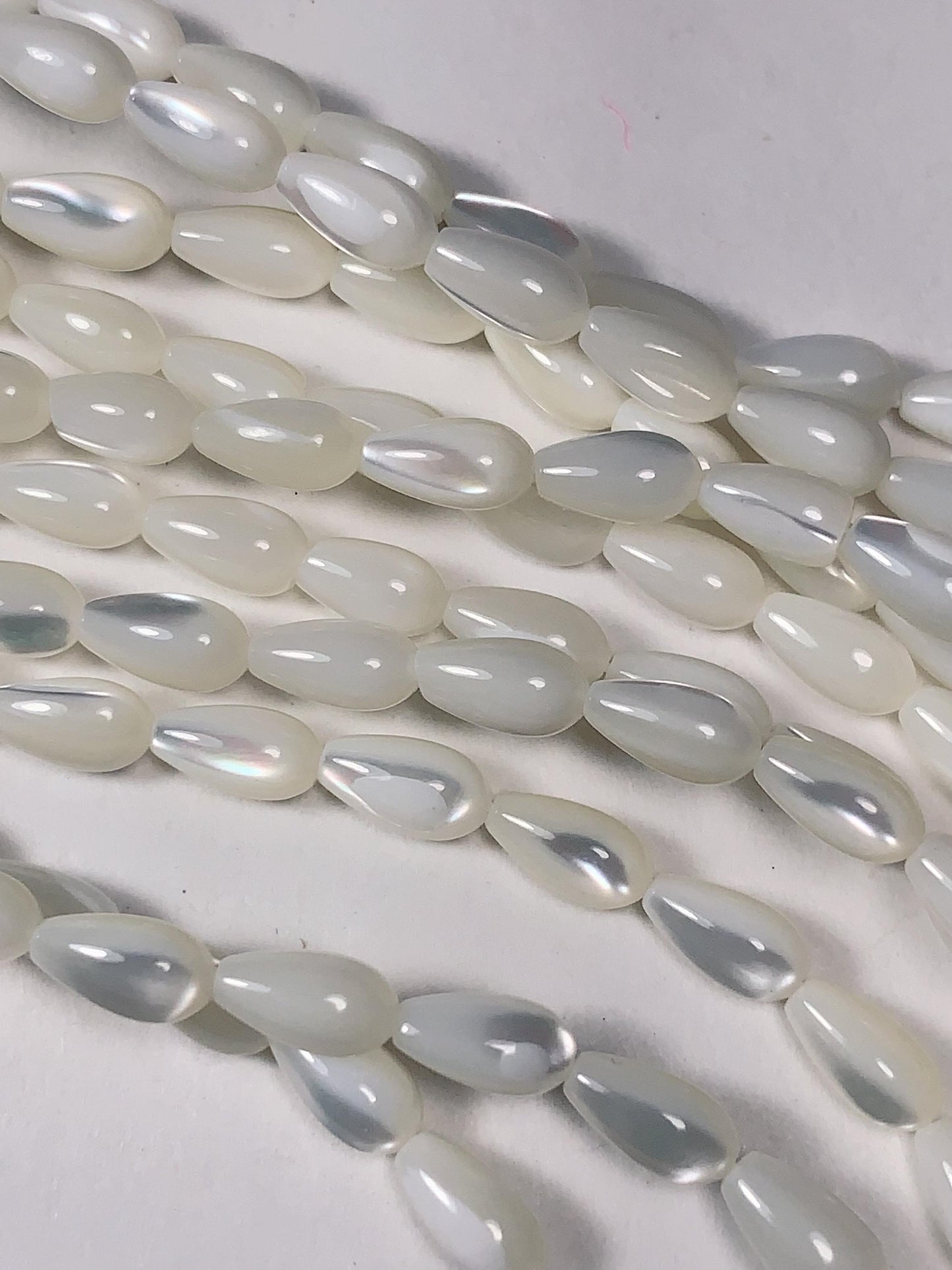 5x8mm Genuine Natural White Mother of pearl Shell Drop Shape Beads 15Strand