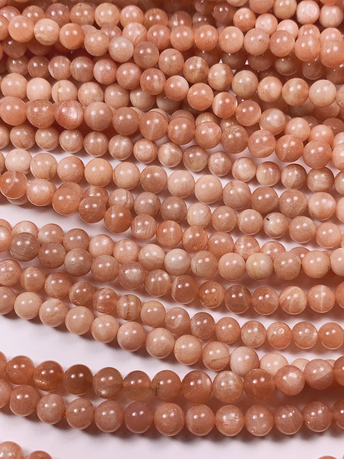 6mm Natural Golden Peach Light Orange Sunstone Smooth Round Beads 15.5" Strand