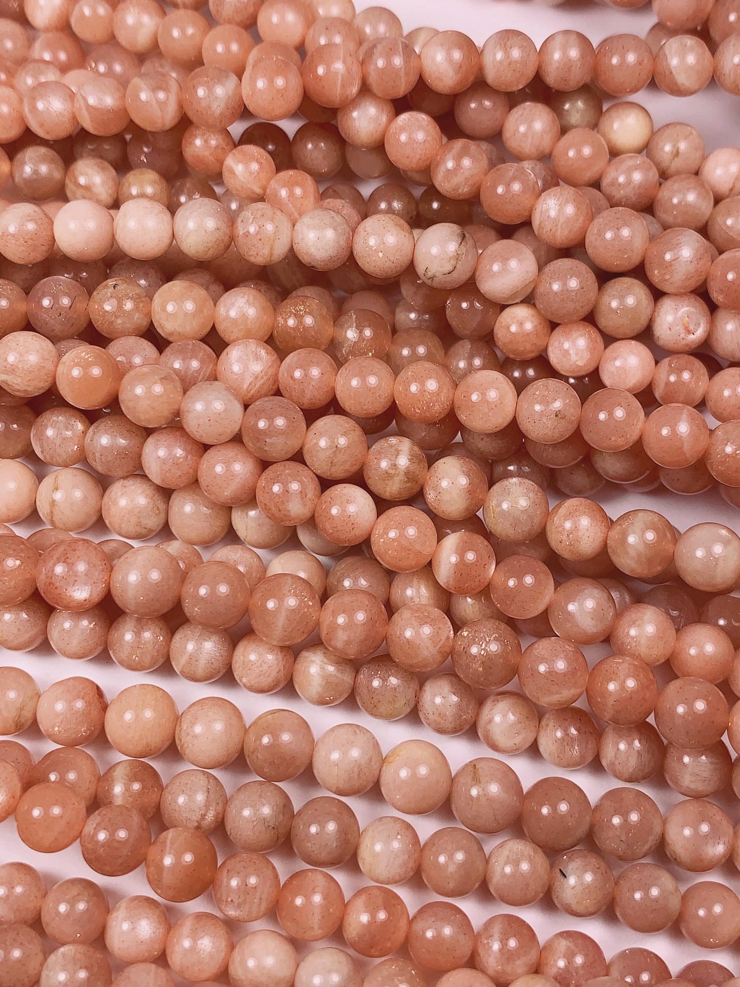 6mm Natural Golden Peach Light Orange Sunstone Smooth Round Beads 15.5" Strand
