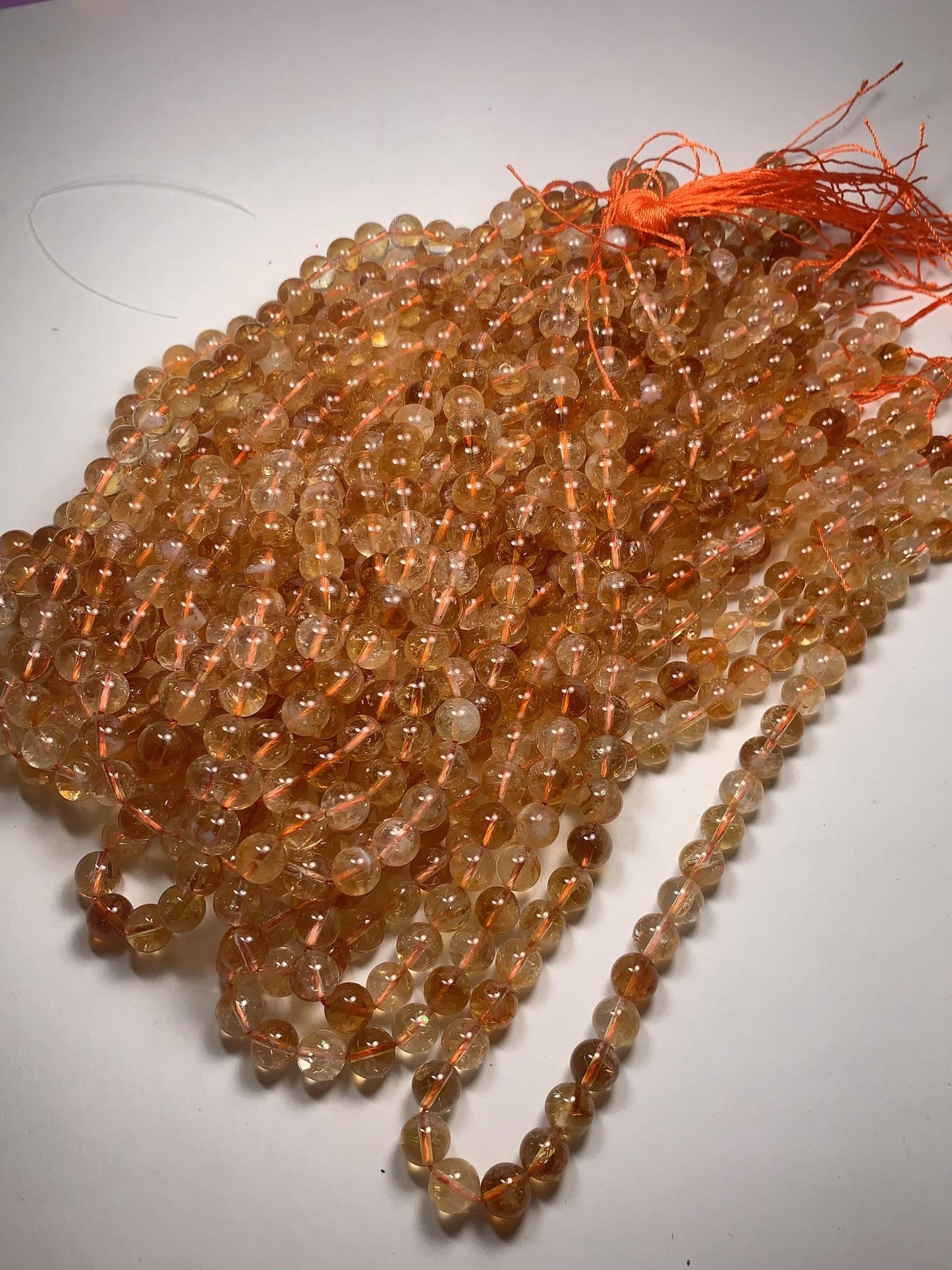 No Dyed High Quality Natural Yellow Citrine Smooth Round Beads - 15.5" Strand